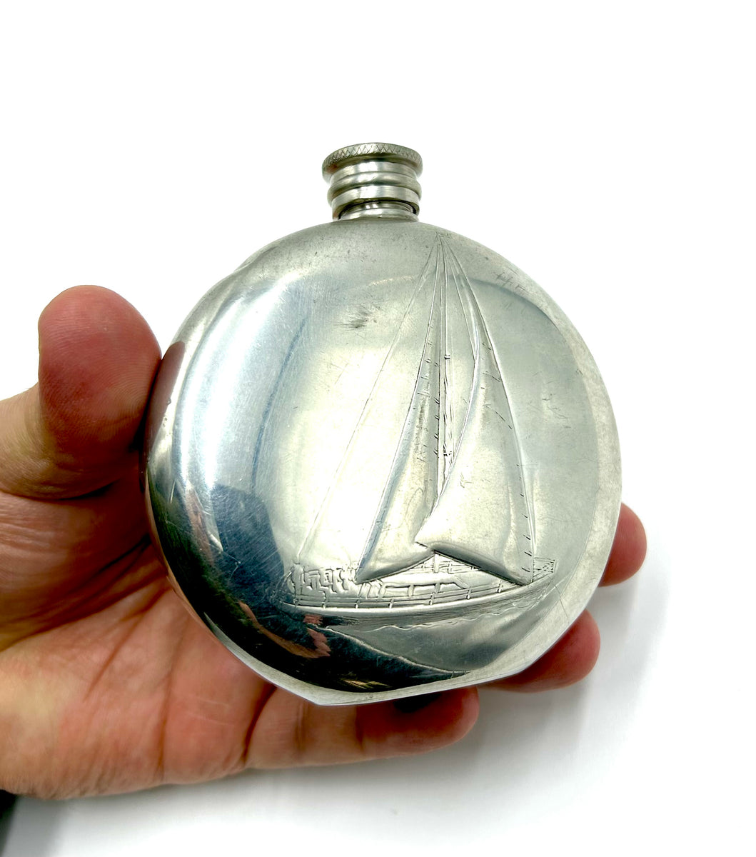 Antique Pewter flask. Sheffield: Pinder Bros., [1907