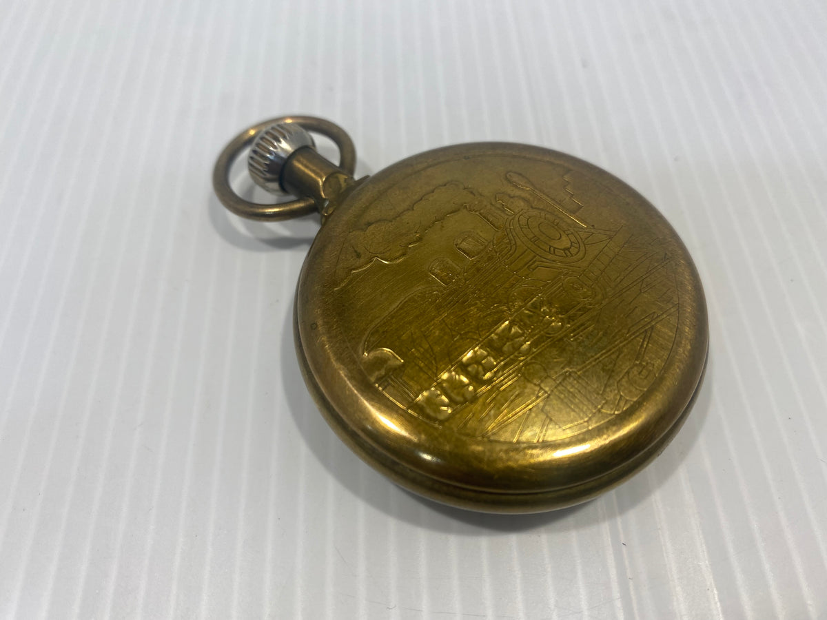 Sears pocket watch with train on back cheap