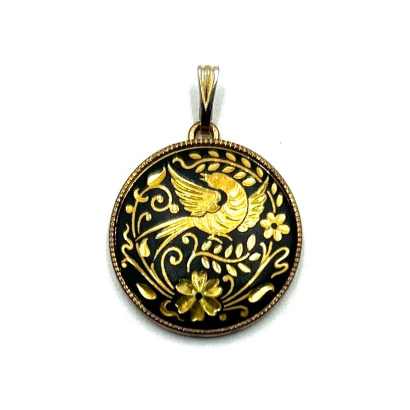 Pendentif Damascène fait à la main avec de l'or toledo arabe traditionnel - France Pendentif Damascène fait à la main avec de l'or toledo arabe traditionnel - France
