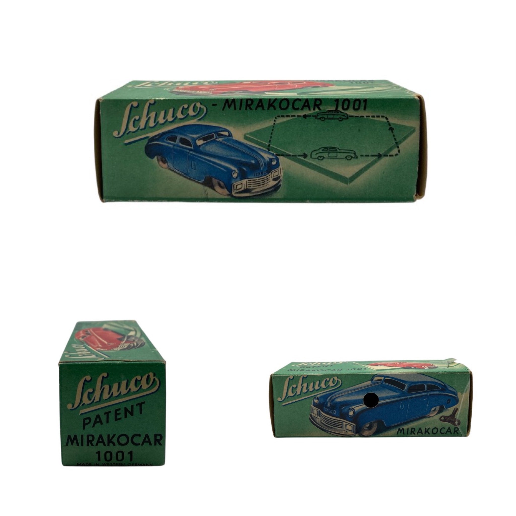 Schuco , blue, Mirakocar 1001 Wind Up Toy Car with original box