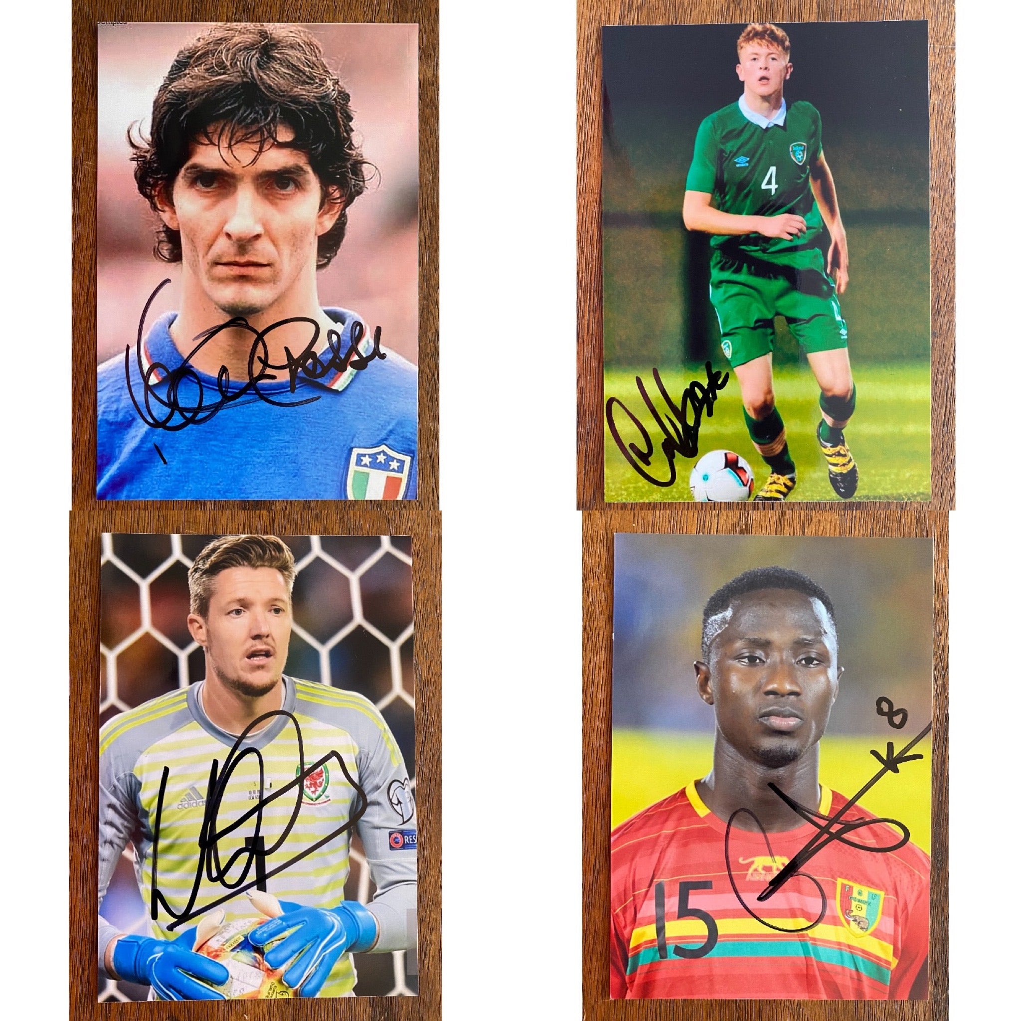 Amazing small collection of 20 photos autographed by soccer players. Hand signed