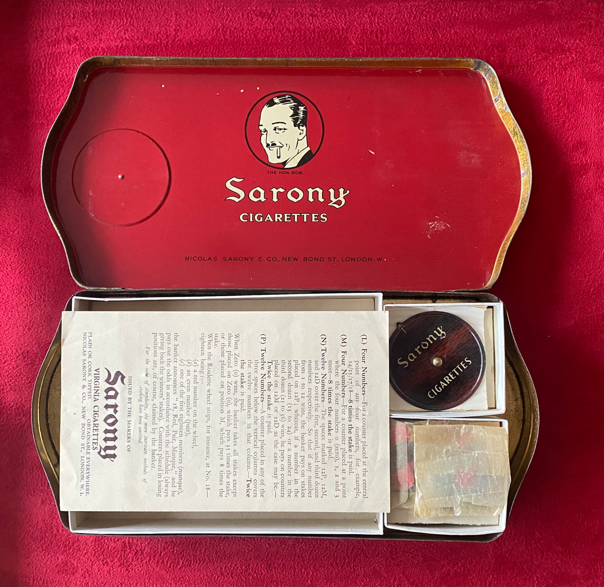 Vintage, 1920s, British Sarony Cigarettes Roulettes Tin Game-mint with ...