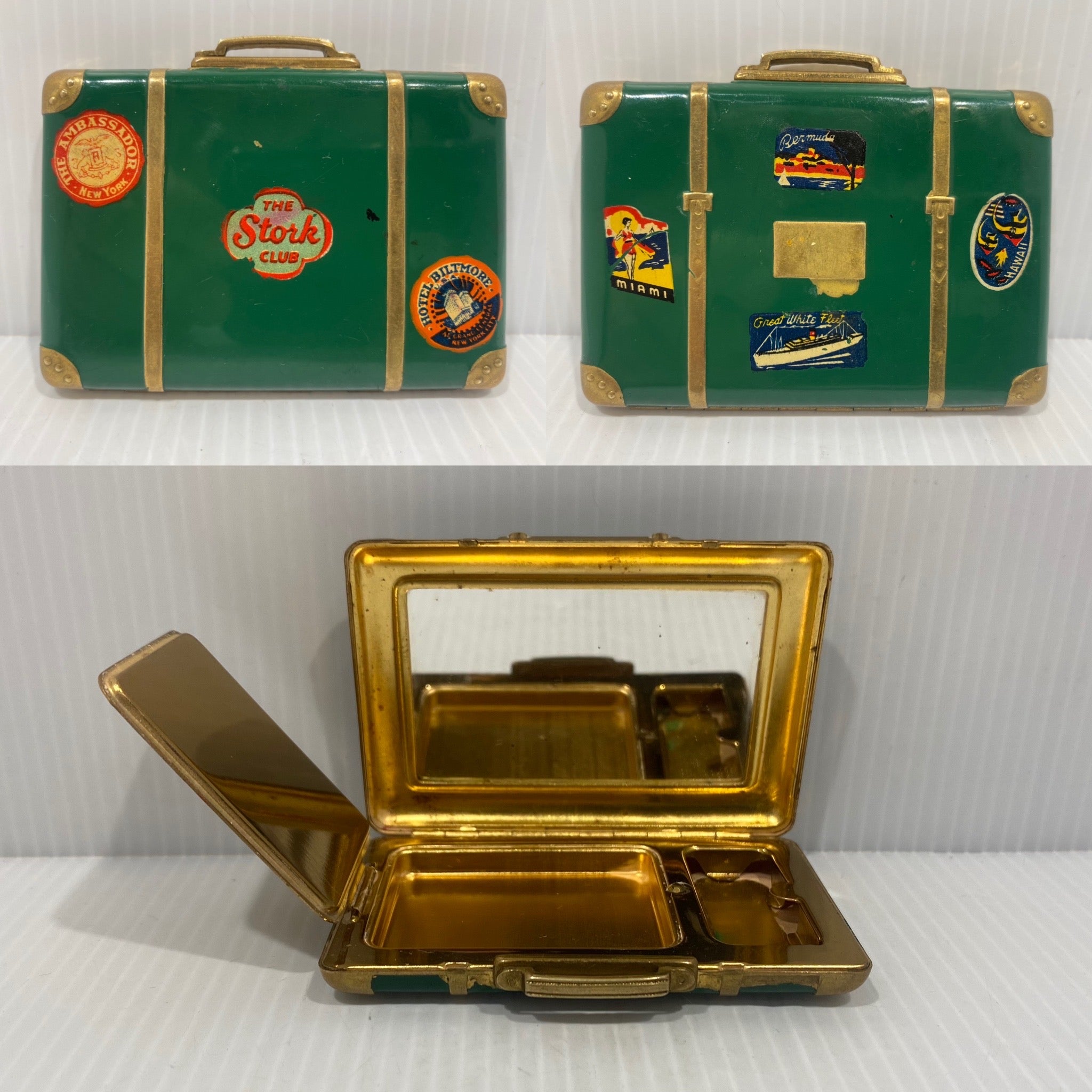 Very rare and sweet Bon Voyage vintage suitcase compact by KIGU 1956.