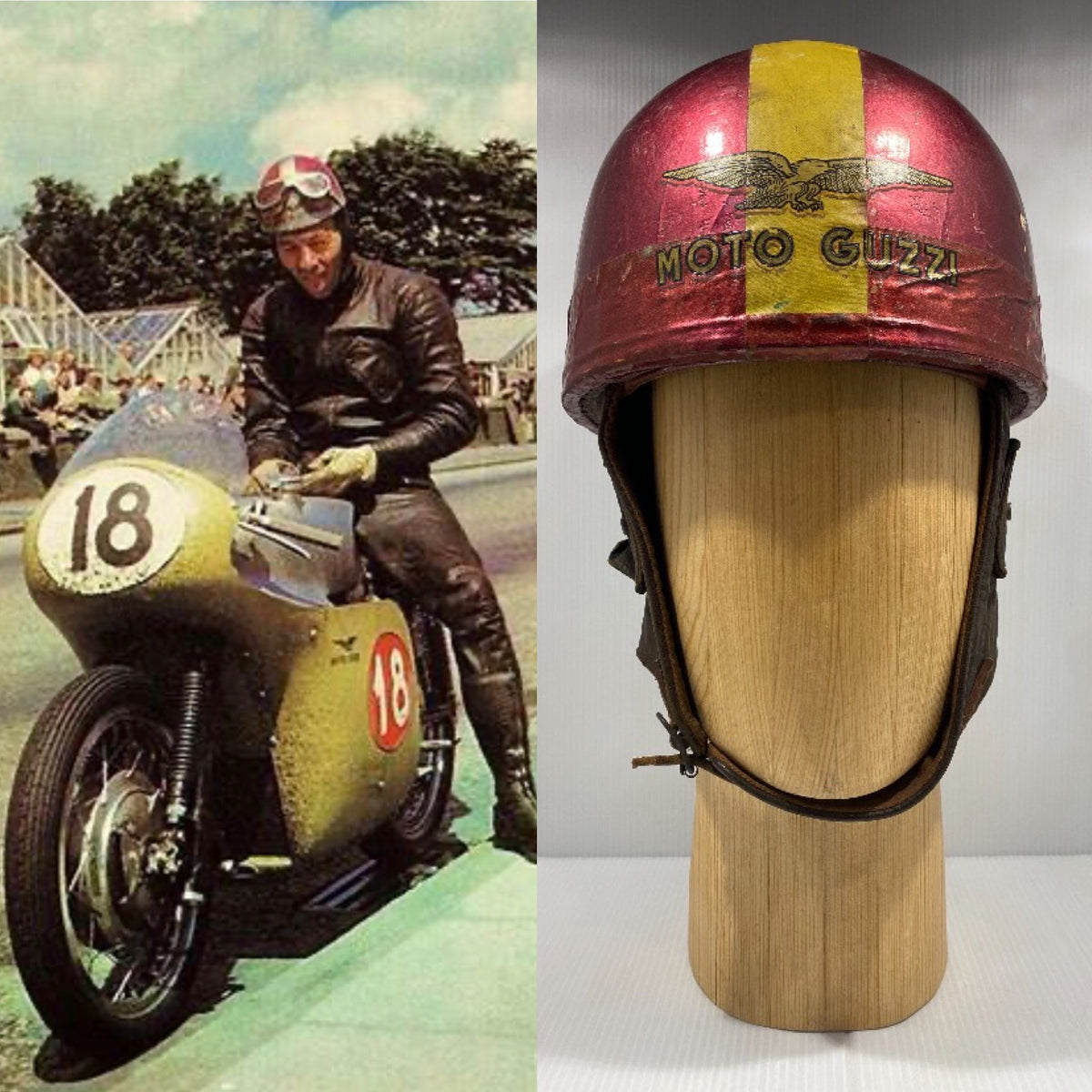 Vintage, Moto Guzzi, Pudding Basin Motorcycle Crash Helmet. Iapello