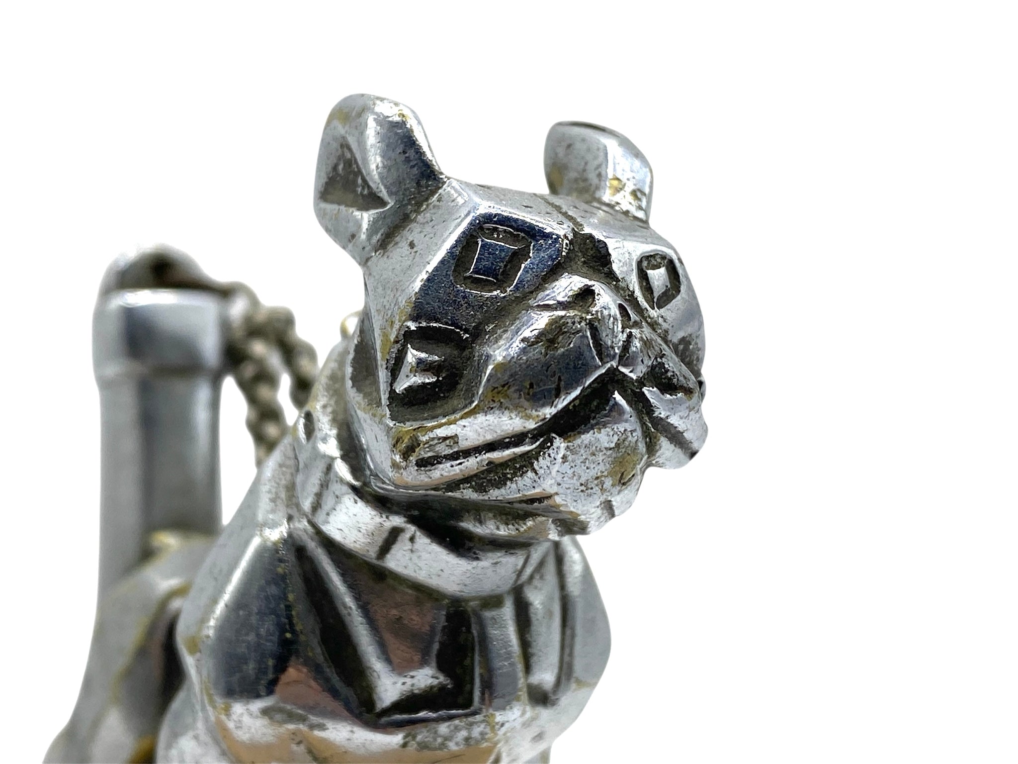 1920s Chained French Bulldog Radiator Car Mascot, Hood Ornament