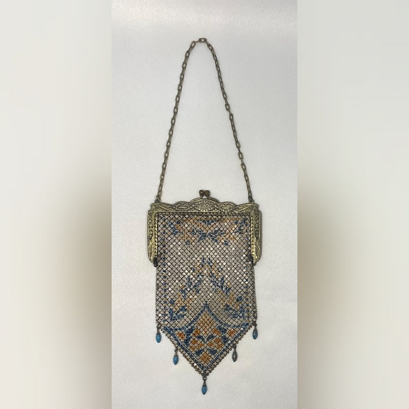 Fabulous enameled mesh bag, made by Mandalian Mfg Co. 1915-1930.