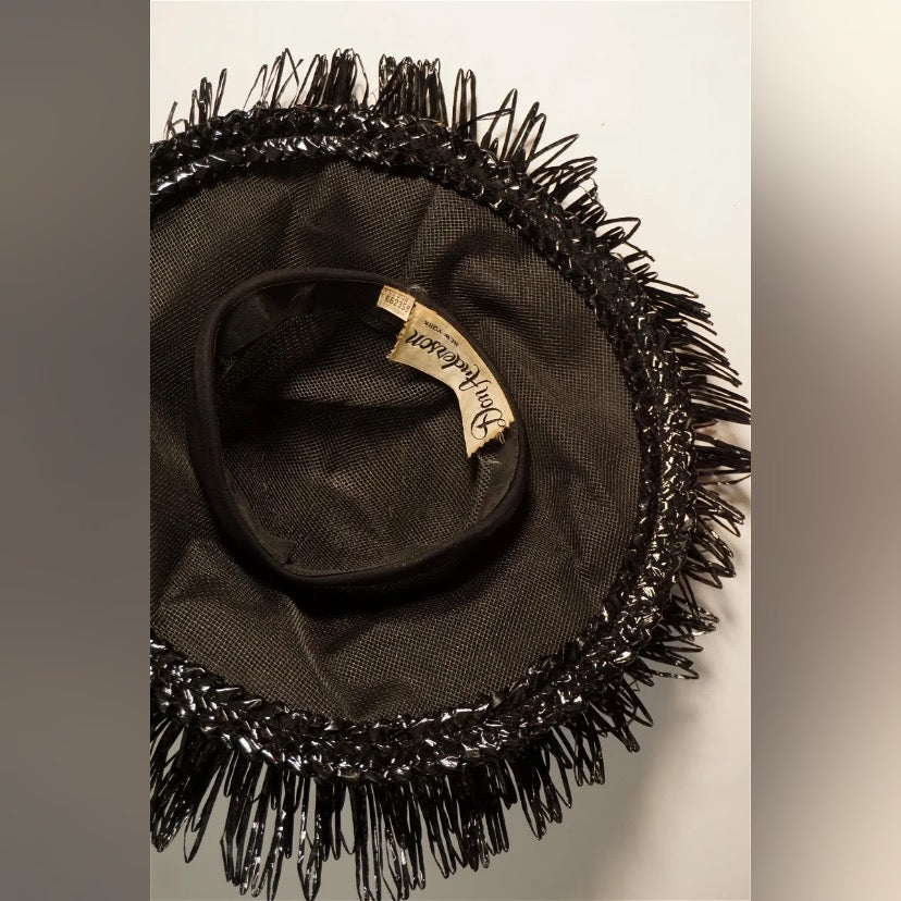 Vintage 50s black raffia hat Don Anderson New York