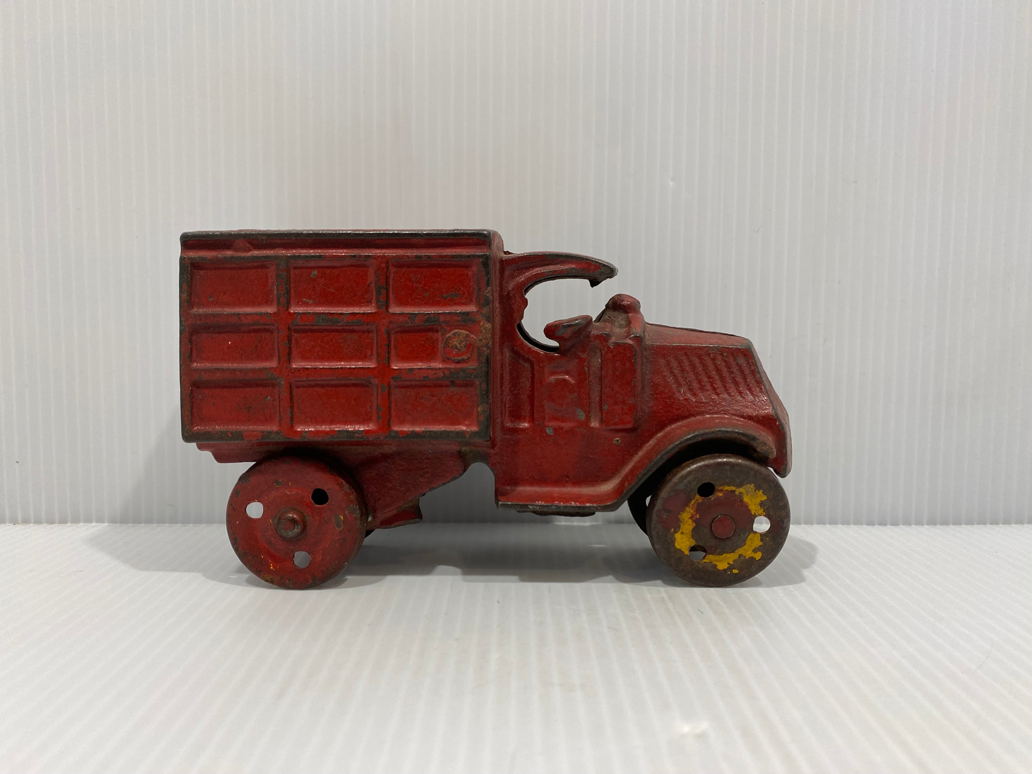 Antique, Dent toys, Cast Iron, C-Cab Delivery Truck Red. 1930s