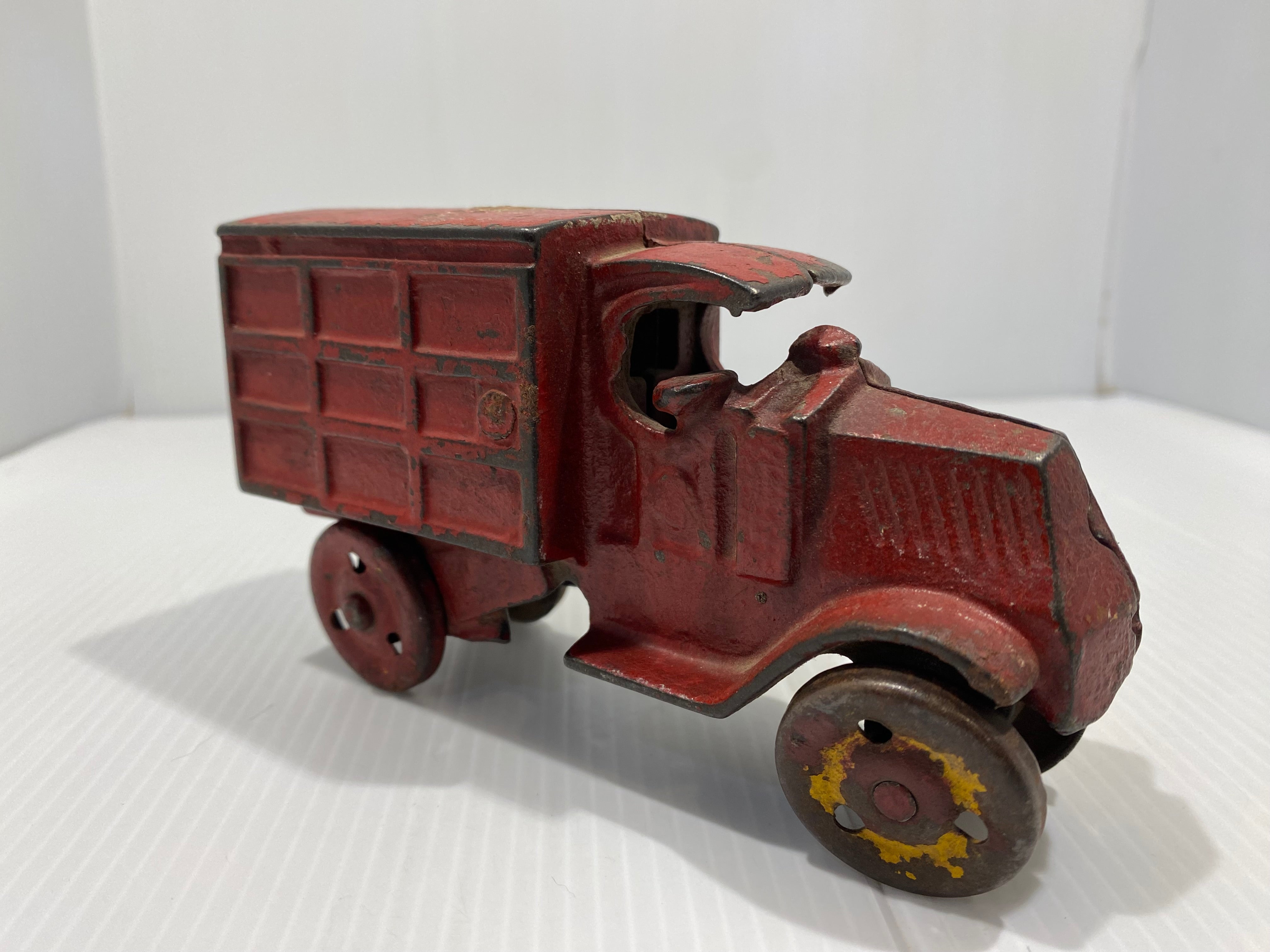 Antique, Dent toys, Cast Iron, C-Cab Delivery Truck Red. 1930s