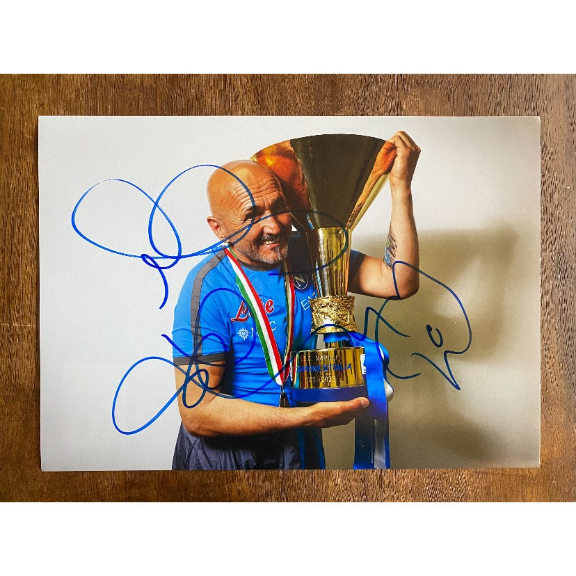 Football Luciano Spalletti signed Napoli colour photo ( Italy TIM Serie A trophy 2022-2023 )