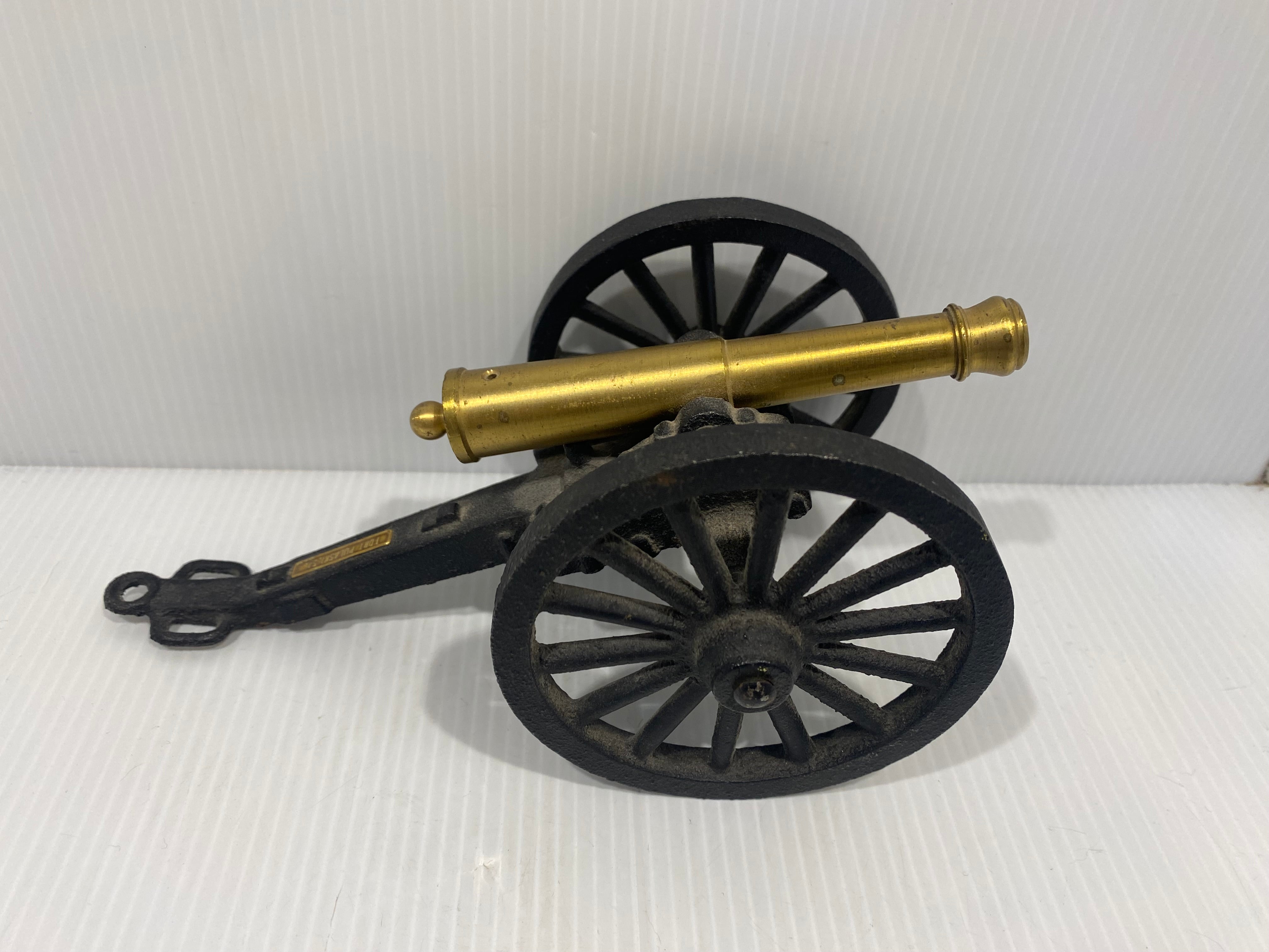 Vintage MFCO C 1/3 Brass Cannon with Cast Iron Wheels Toy.