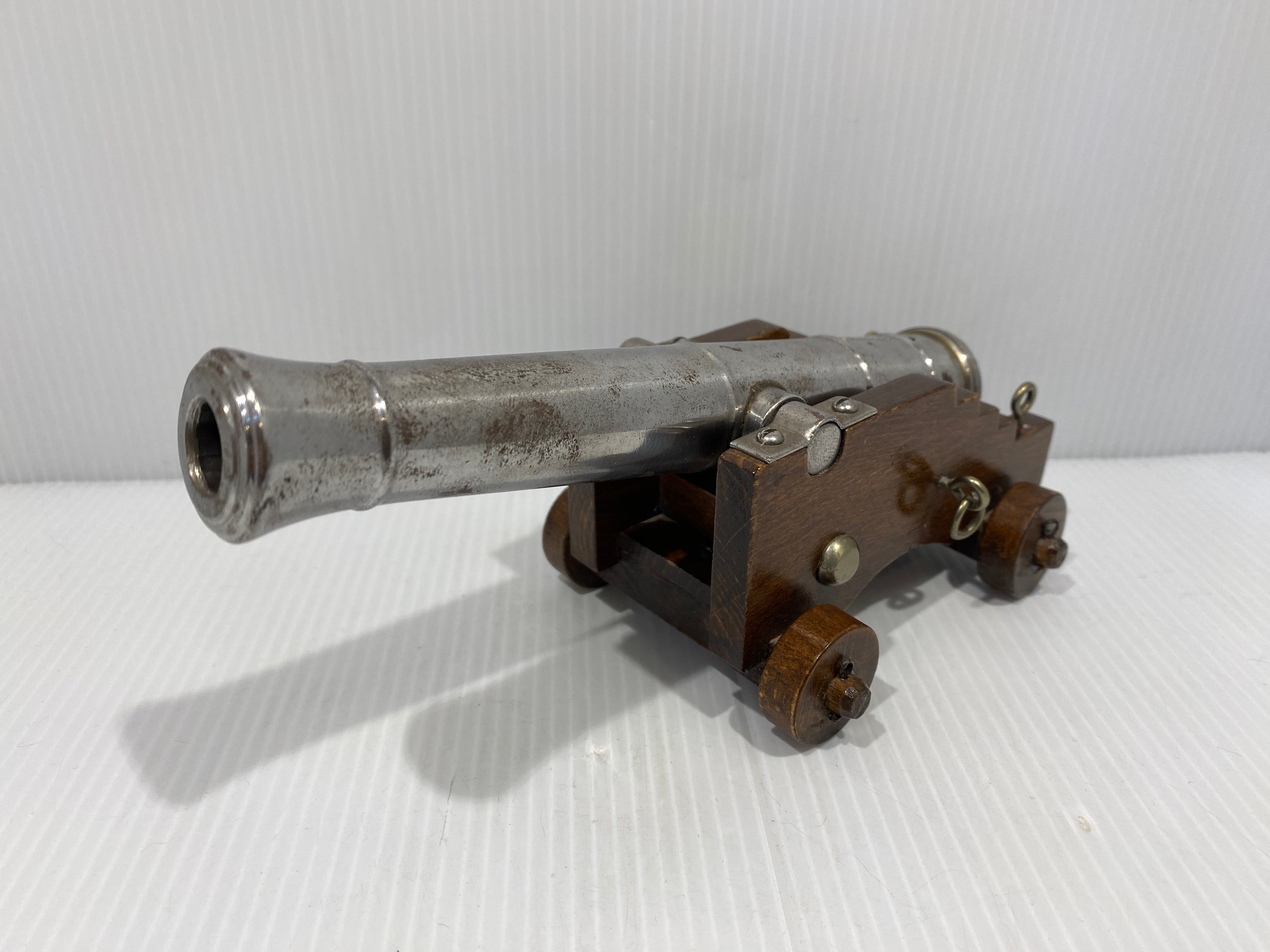 Dikar Spain .45 Caliber Black Powder Signal Cannon Miniature. Mounted on four wheel wood carriage.