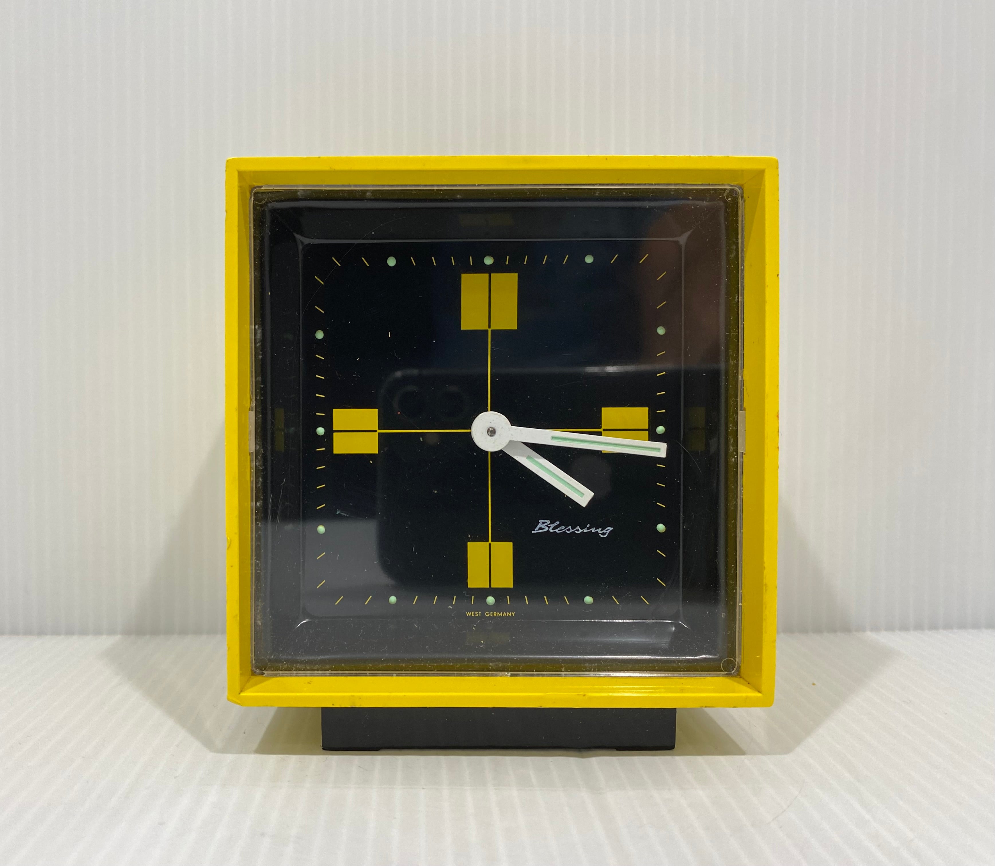 Space age,  yellow, table alarm clock by Blessing West Germany.