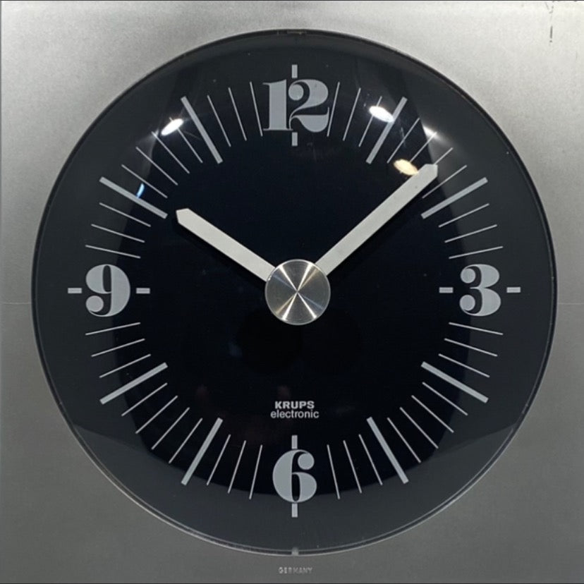 Rare and vintage black and grey, wall clock from Krups Germany
