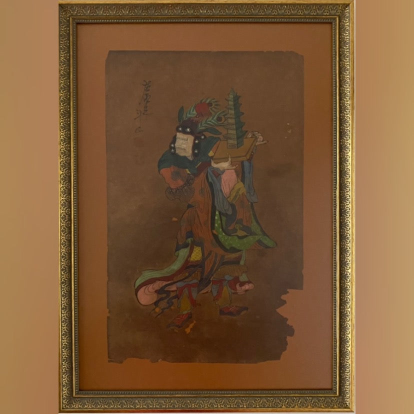 Antique Japanese Woodblock, Samurai Warrior ,Hand Signed. Maruyama Okyo’s ?