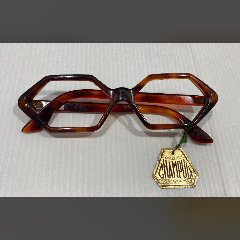 Very rare, Vintage, eyeglasses brown frame by Champuix