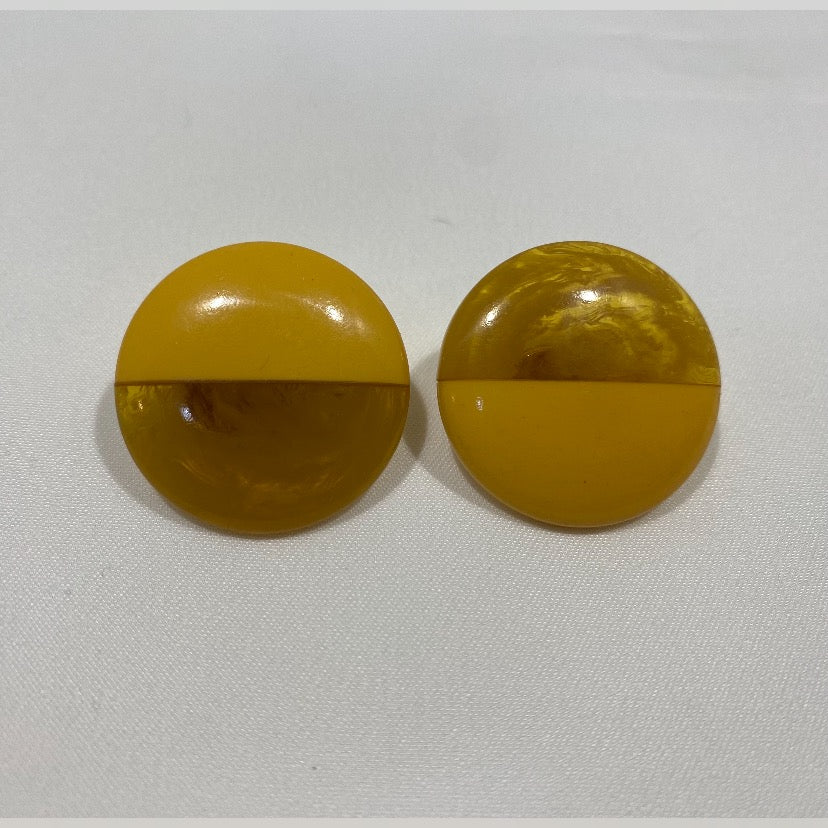 Vintage, rare , Bakelite butterscotch and brown, Look Clip Earrings. Made in France.