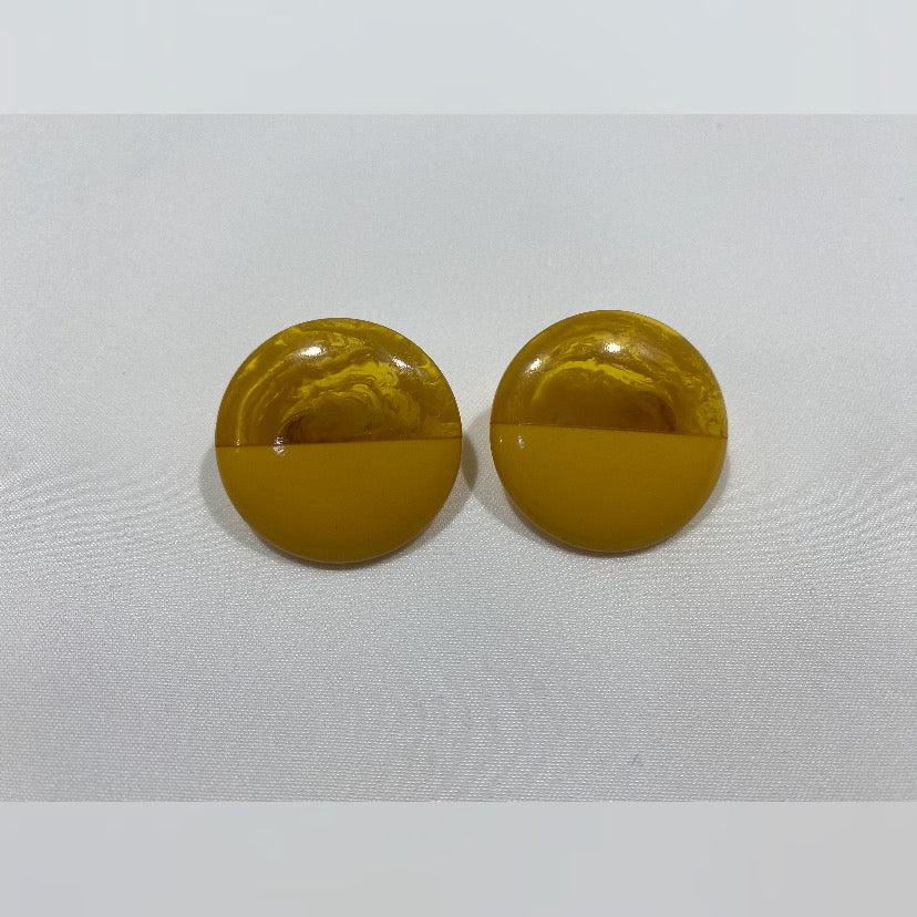 Vintage, rare , Bakelite butterscotch and brown, Look Clip Earrings. Made in France.