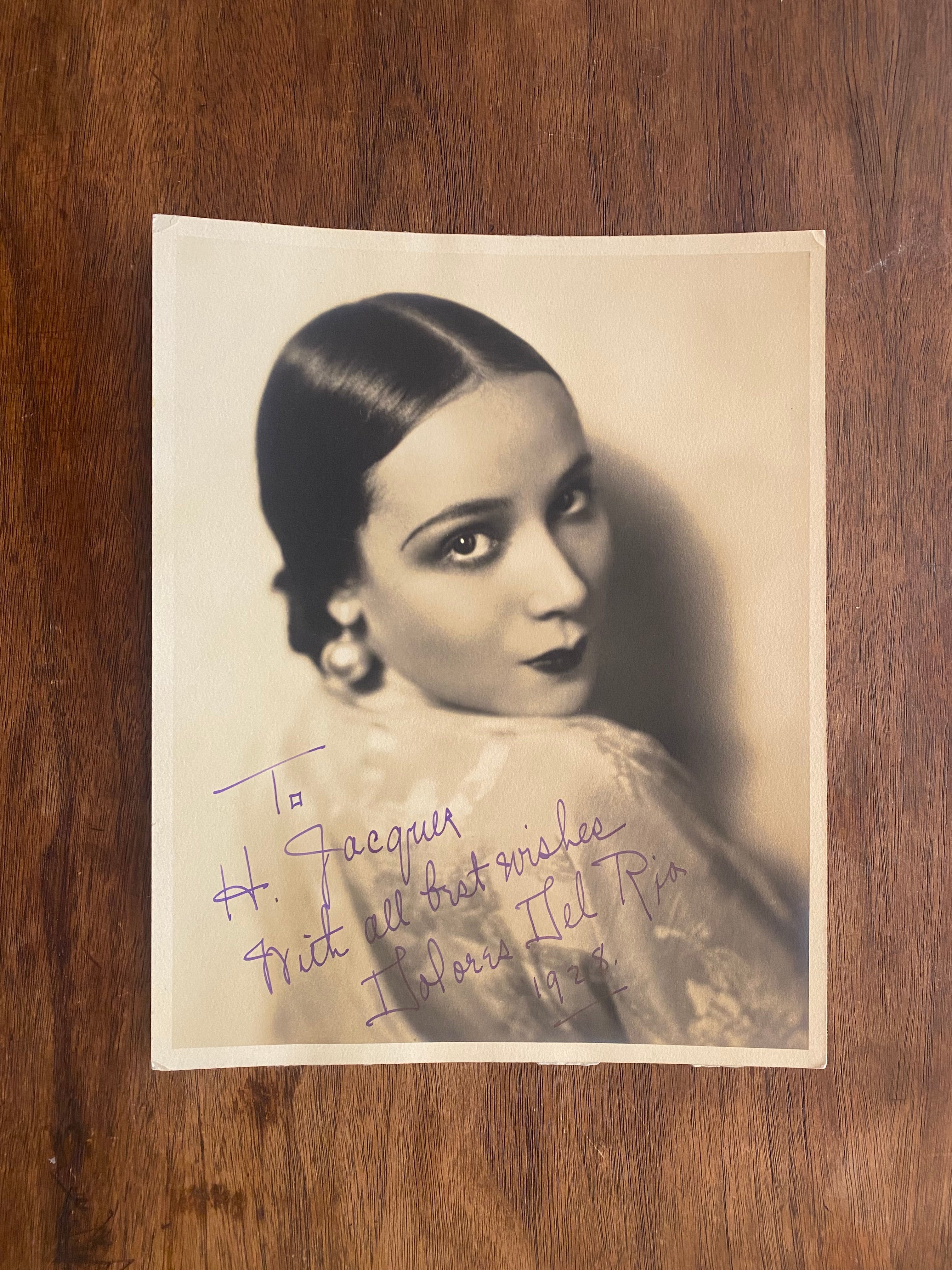 Dolores Del Rio.  Beautiful, vintage, sepia photo dated 1928.