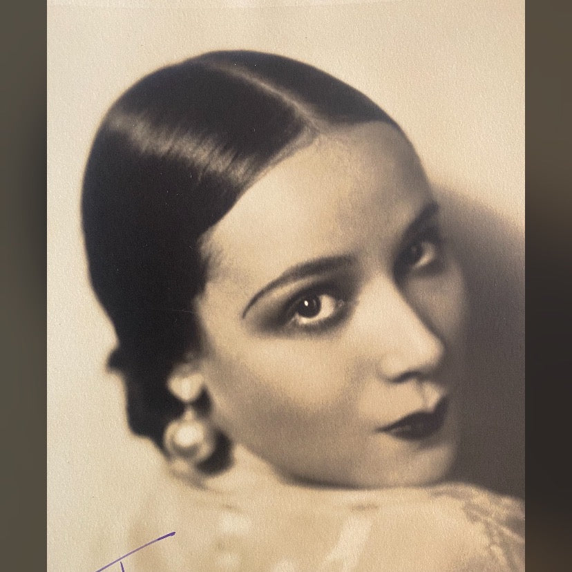 Dolores Del Rio.  Beautiful, vintage, sepia photo dated 1928.