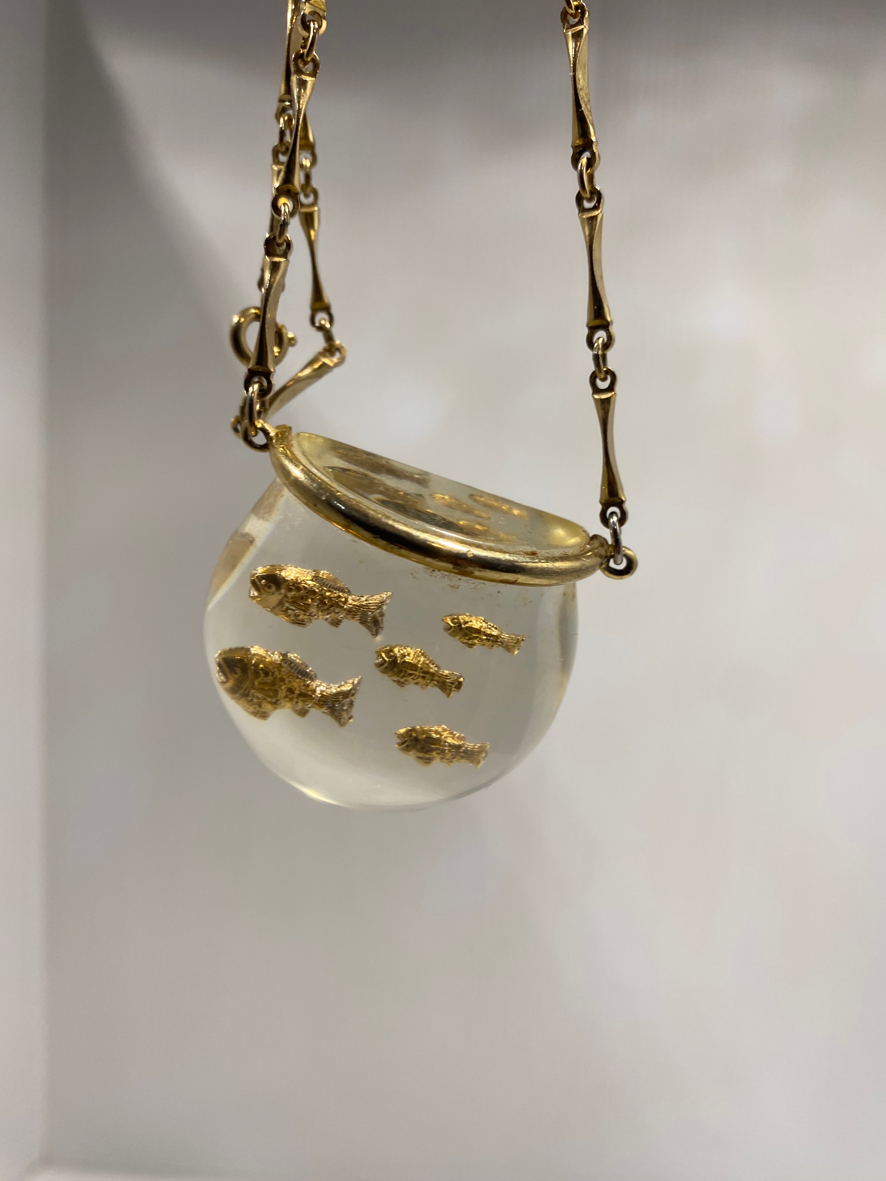Vintage, funny jewelry necklace aquarium