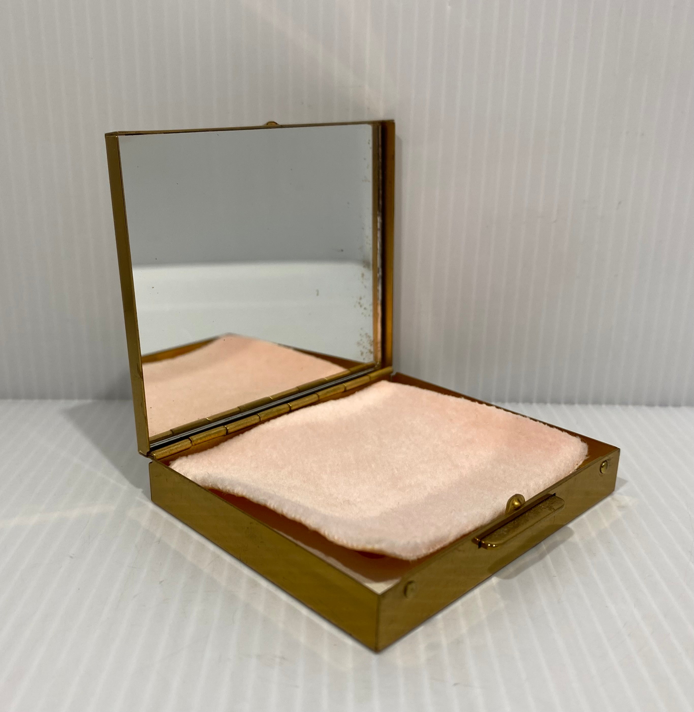 Vintage, 1950s, powder compact with mirror in a high quality goldtone ...