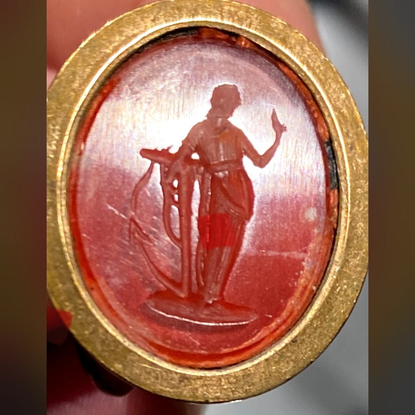 antique Georgian, 9k gold seal Fob pendant with Carnelian intaglio