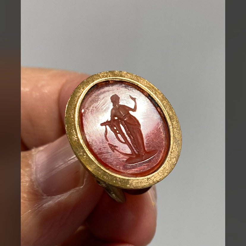 antique Georgian, 9k gold seal Fob pendant with Carnelian intaglio