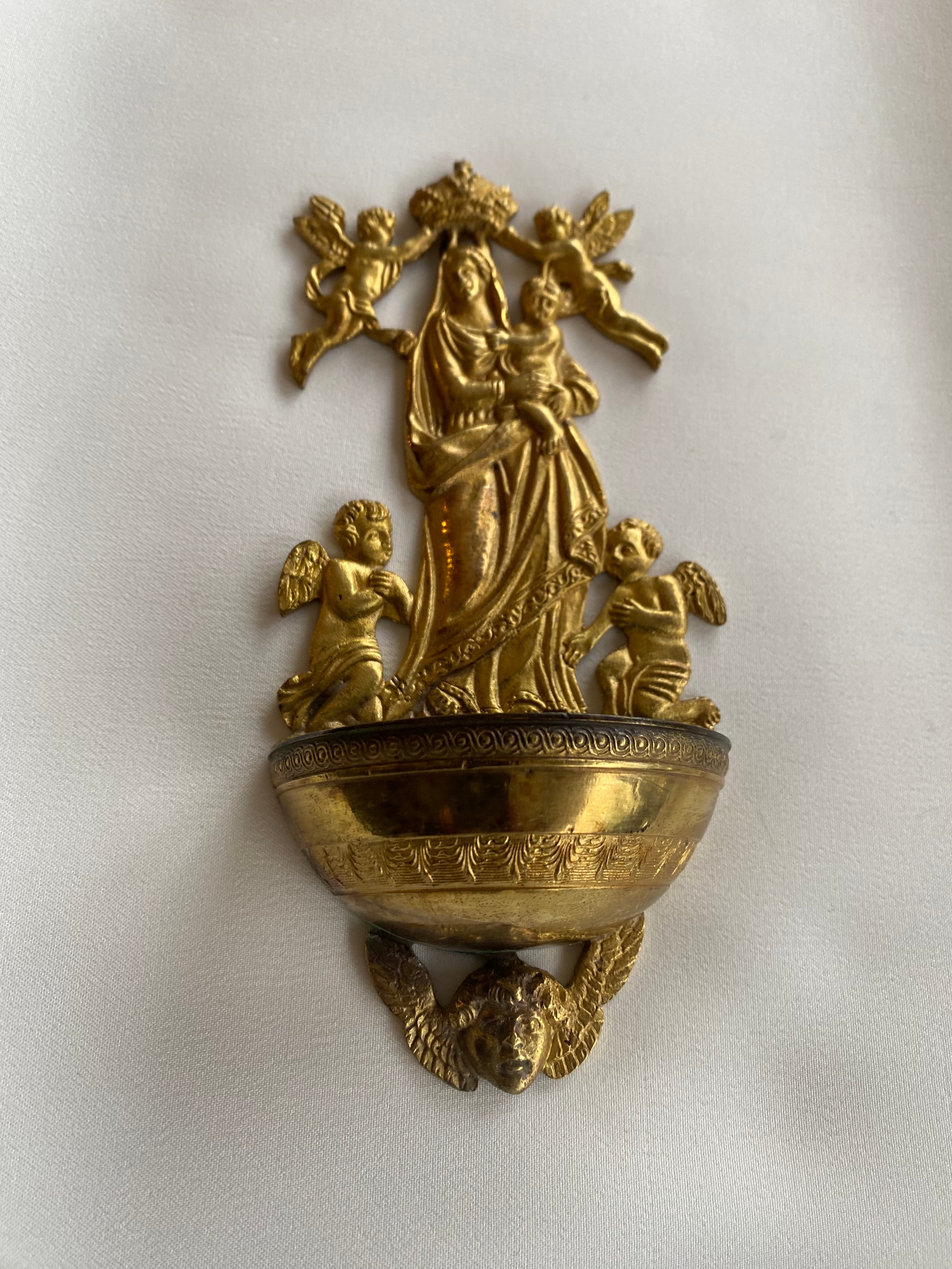 Beautiful gilt bronze, Holy water stoup