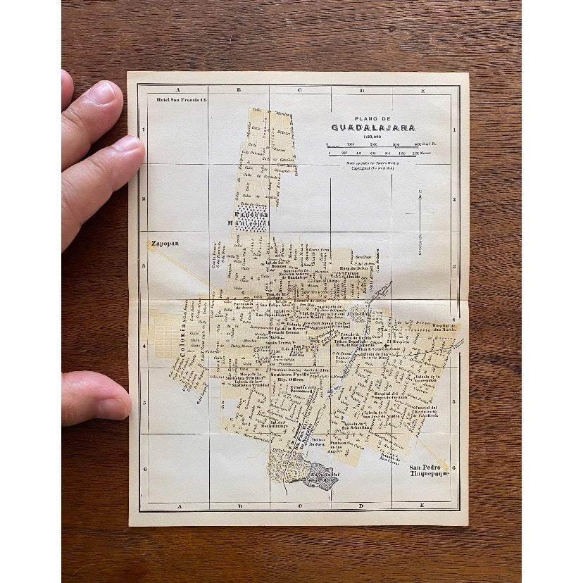Plano de GUADALAJARA, Mexico. Mapa de la ciudad. City/town plan 1935 old