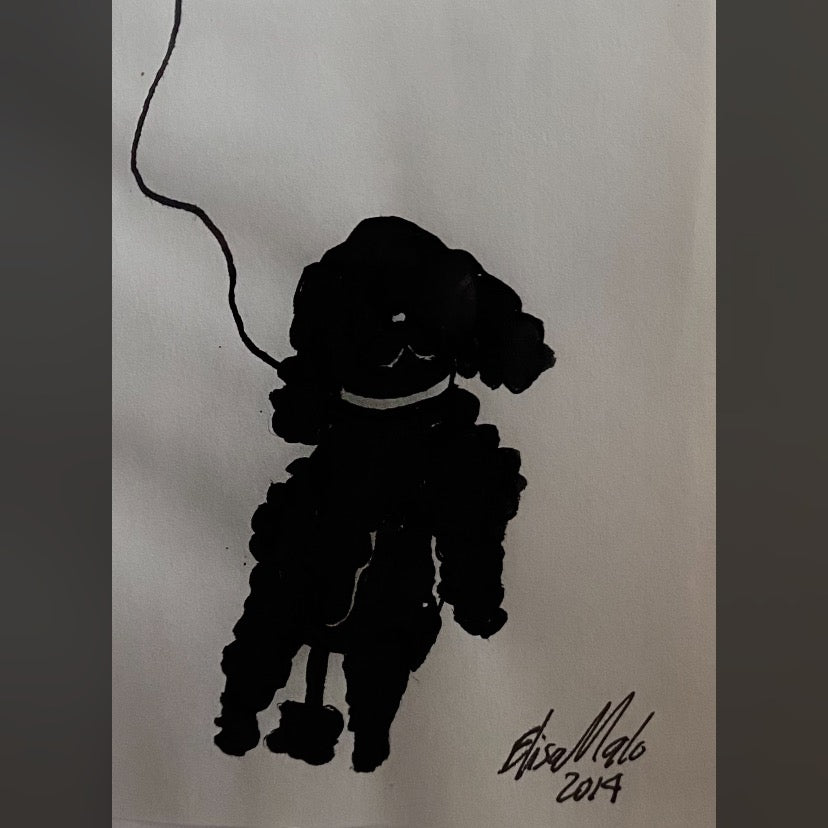 Elisa Malo “Black dogs"  ink on paper. 2014