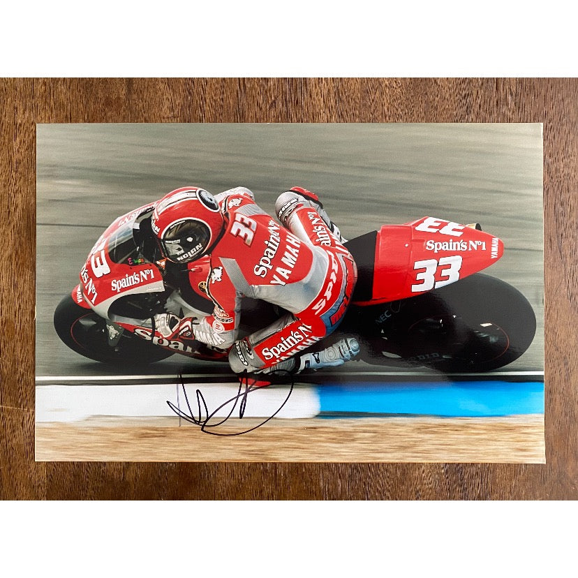 Marco Melandri signed colour action photo. Italian motorcycle racer.