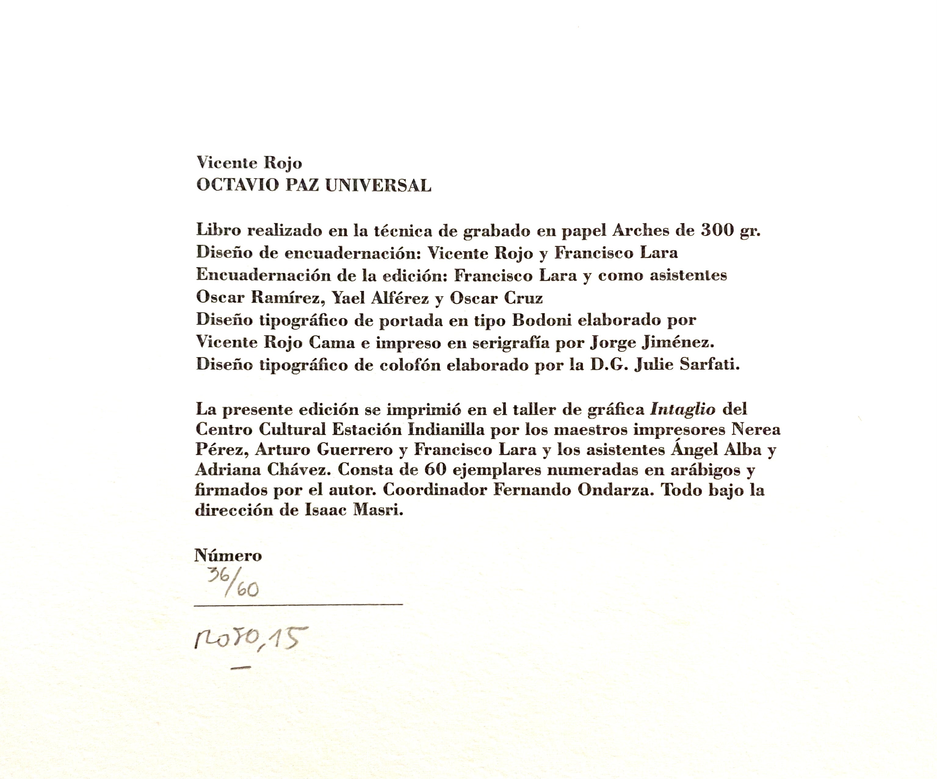 Vicente Rojo “OCTAVIO PAZ UNIVERSAL”
