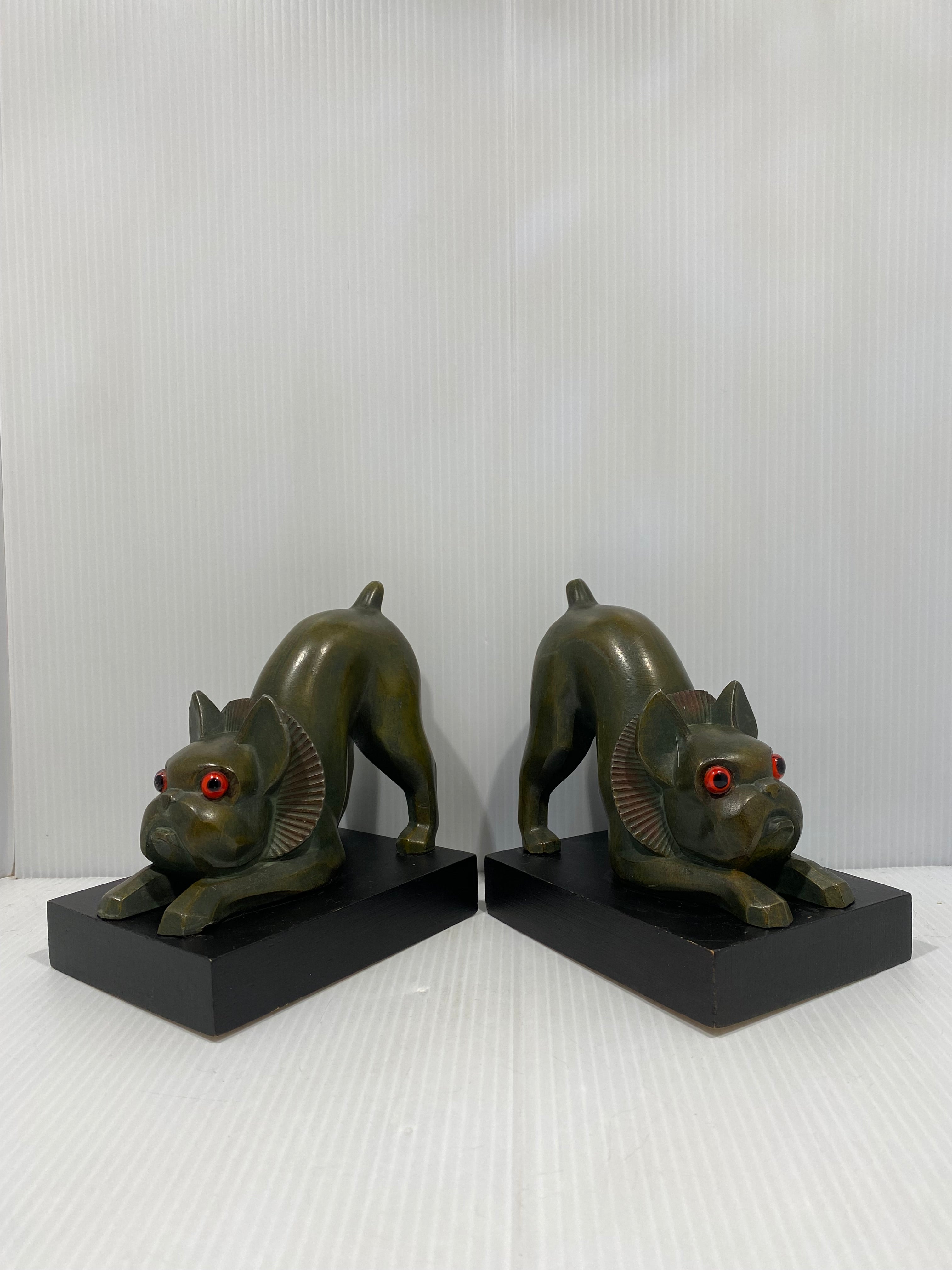 ART DECO FRENCH BULLDOG METAL BOOKENDS