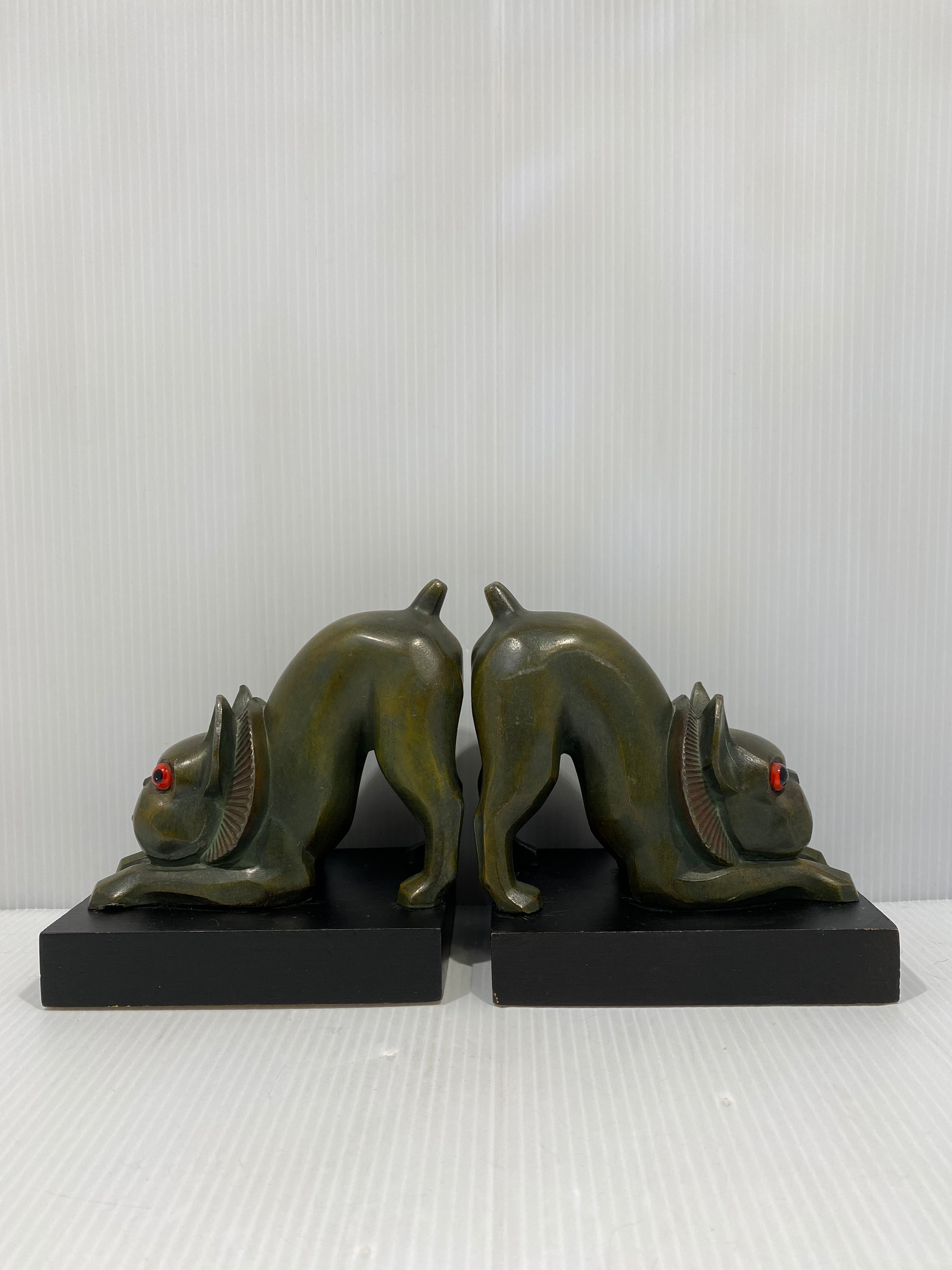 ART DECO FRENCH BULLDOG METAL BOOKENDS