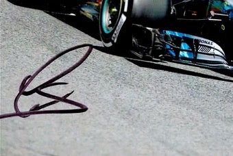 Lewis Hamilton hand signed Mercedes Formula One colour photo.