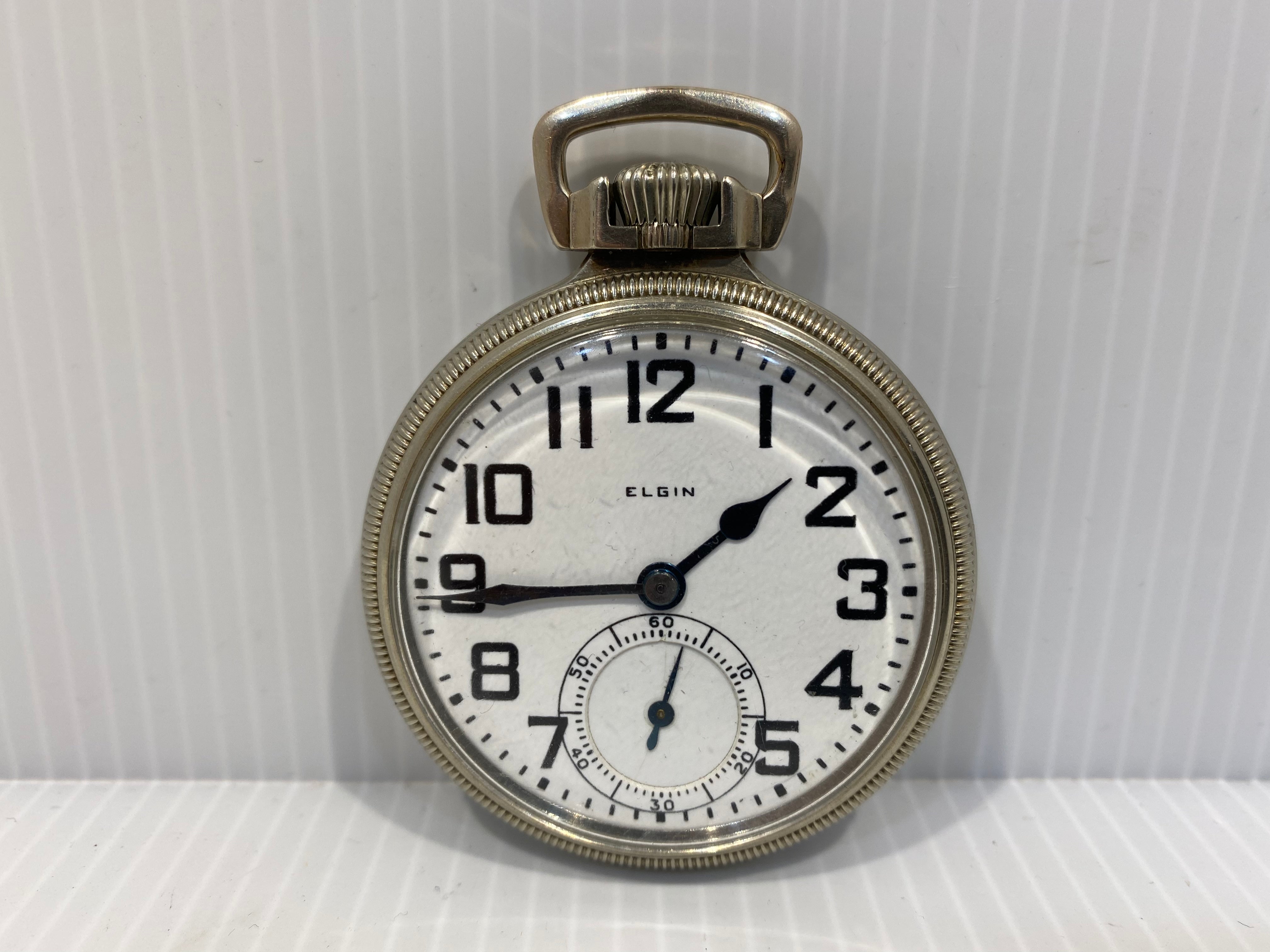 Elgin model 15, pocket watch silver plated 1928