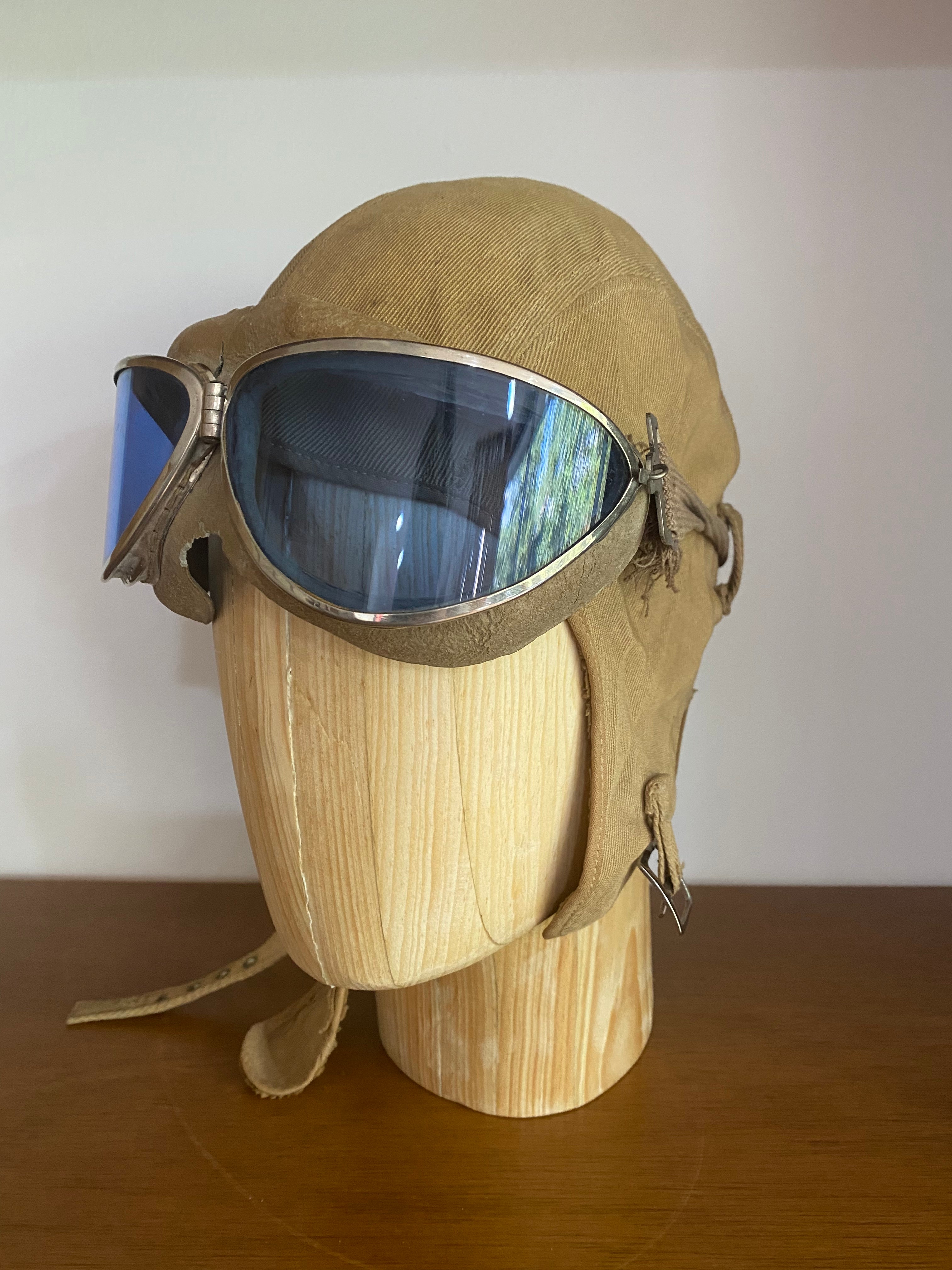 1930s Motorcycles Buco Skull Cloth Cap & Goggles
