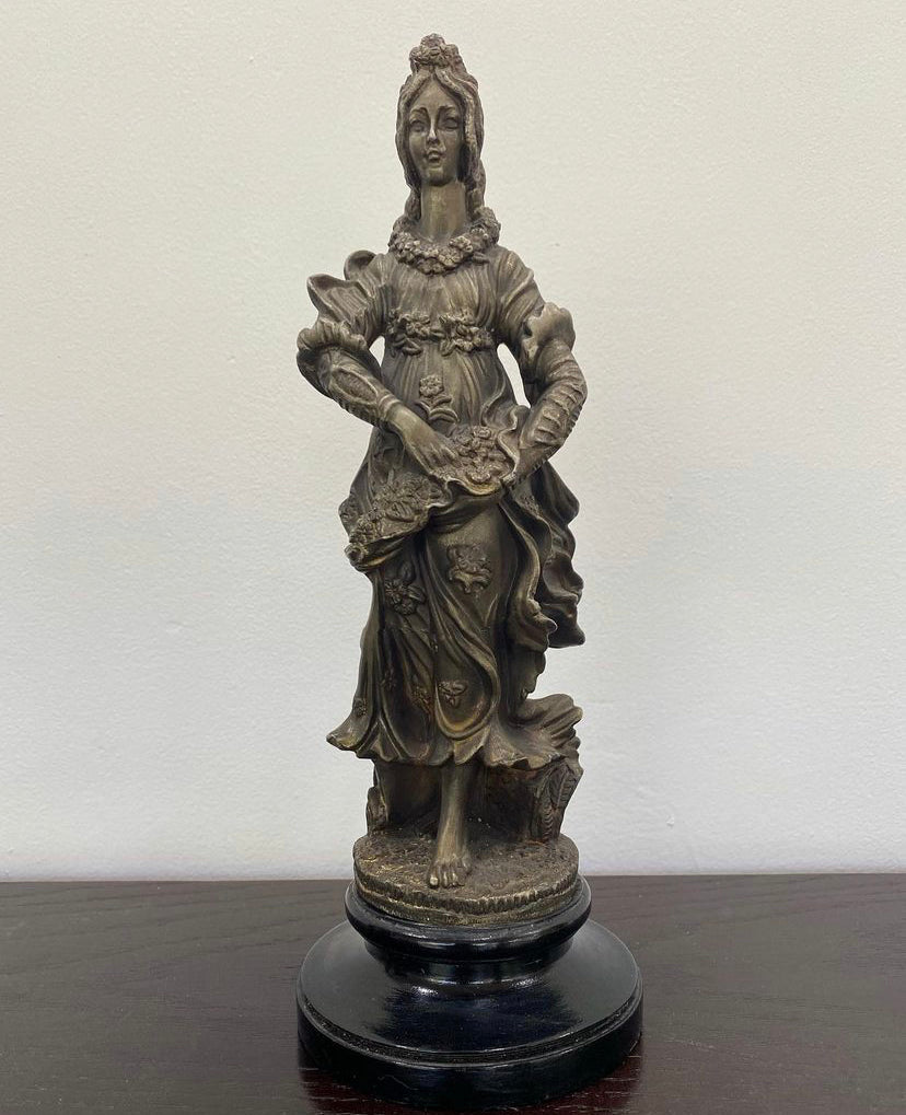 Antique pewter sculpture of Victorian woman