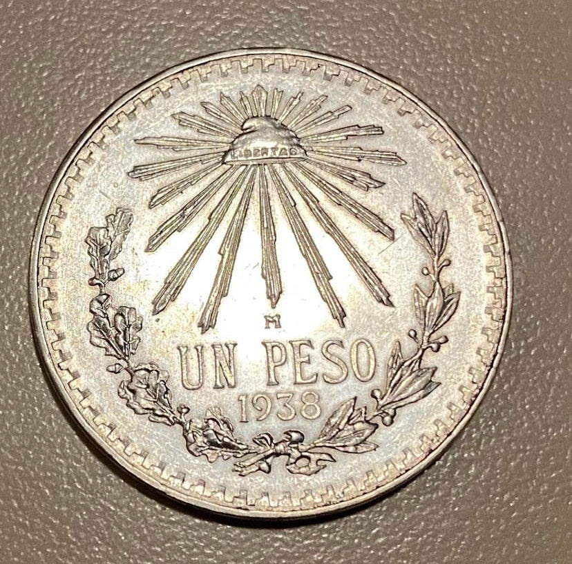 Mexican silver coin : 1 peso 1938