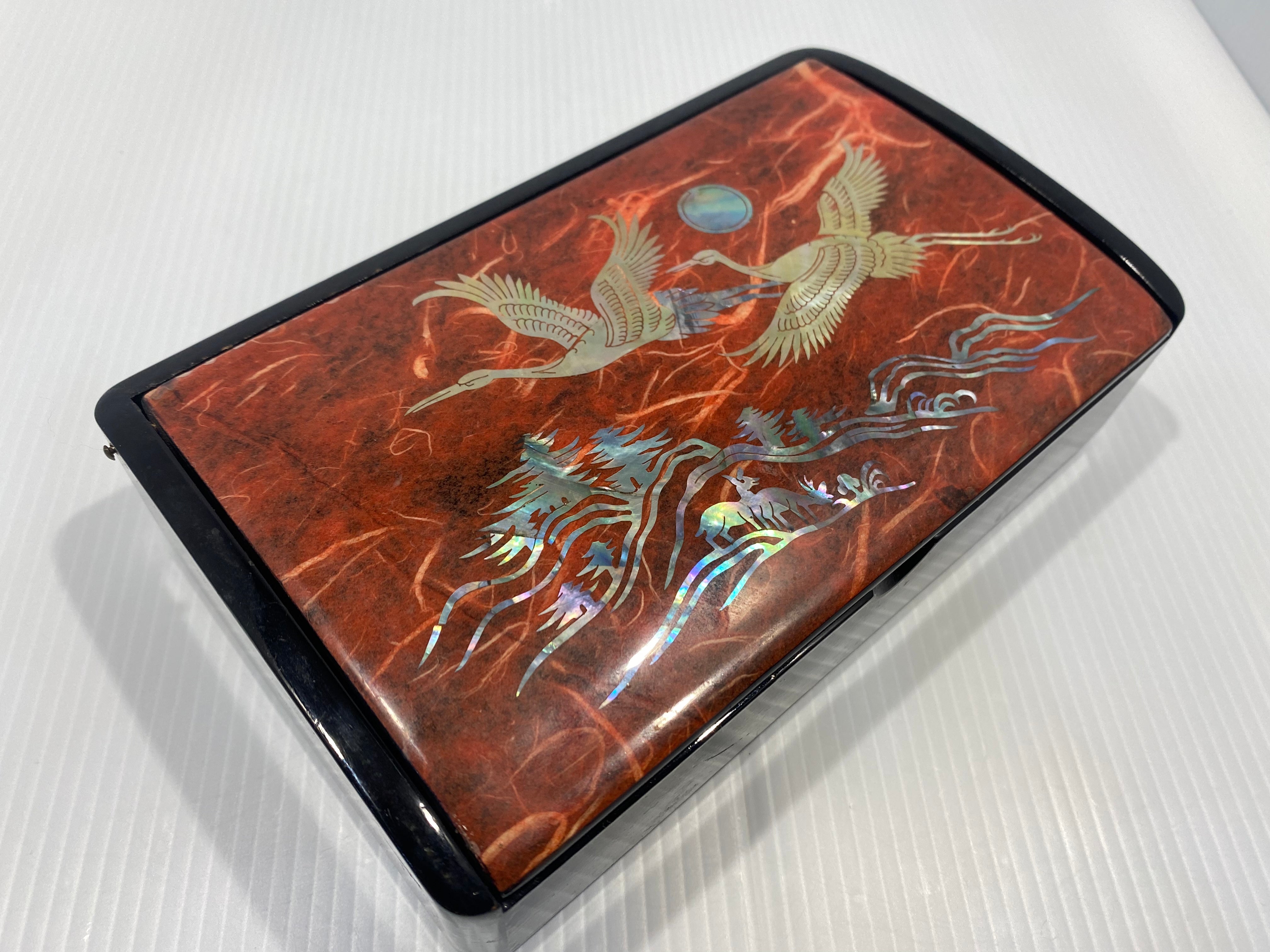 Korean lacquered wood jewelry box. 1950s