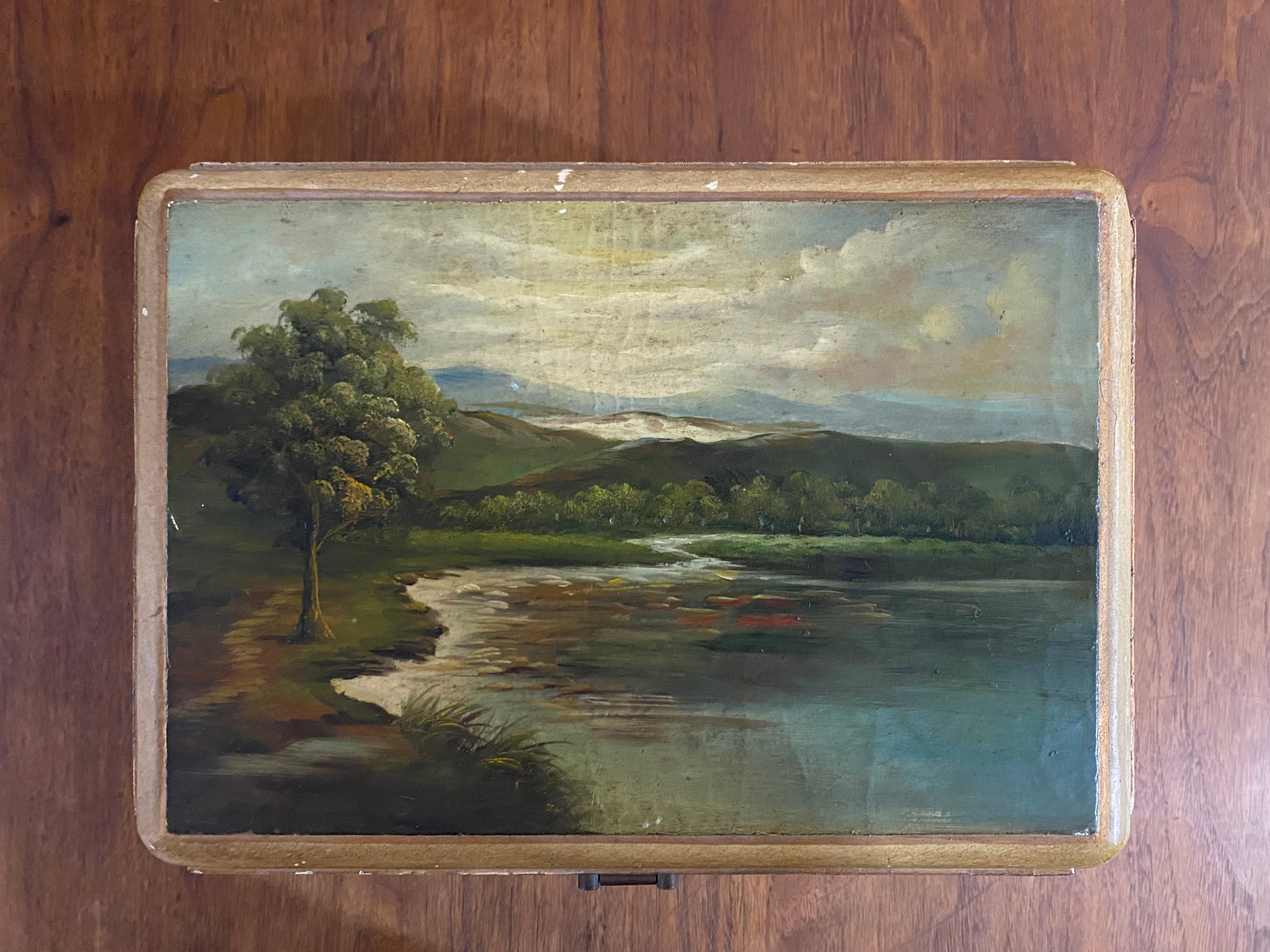 wood box, hand-painted, made in USA 1940s