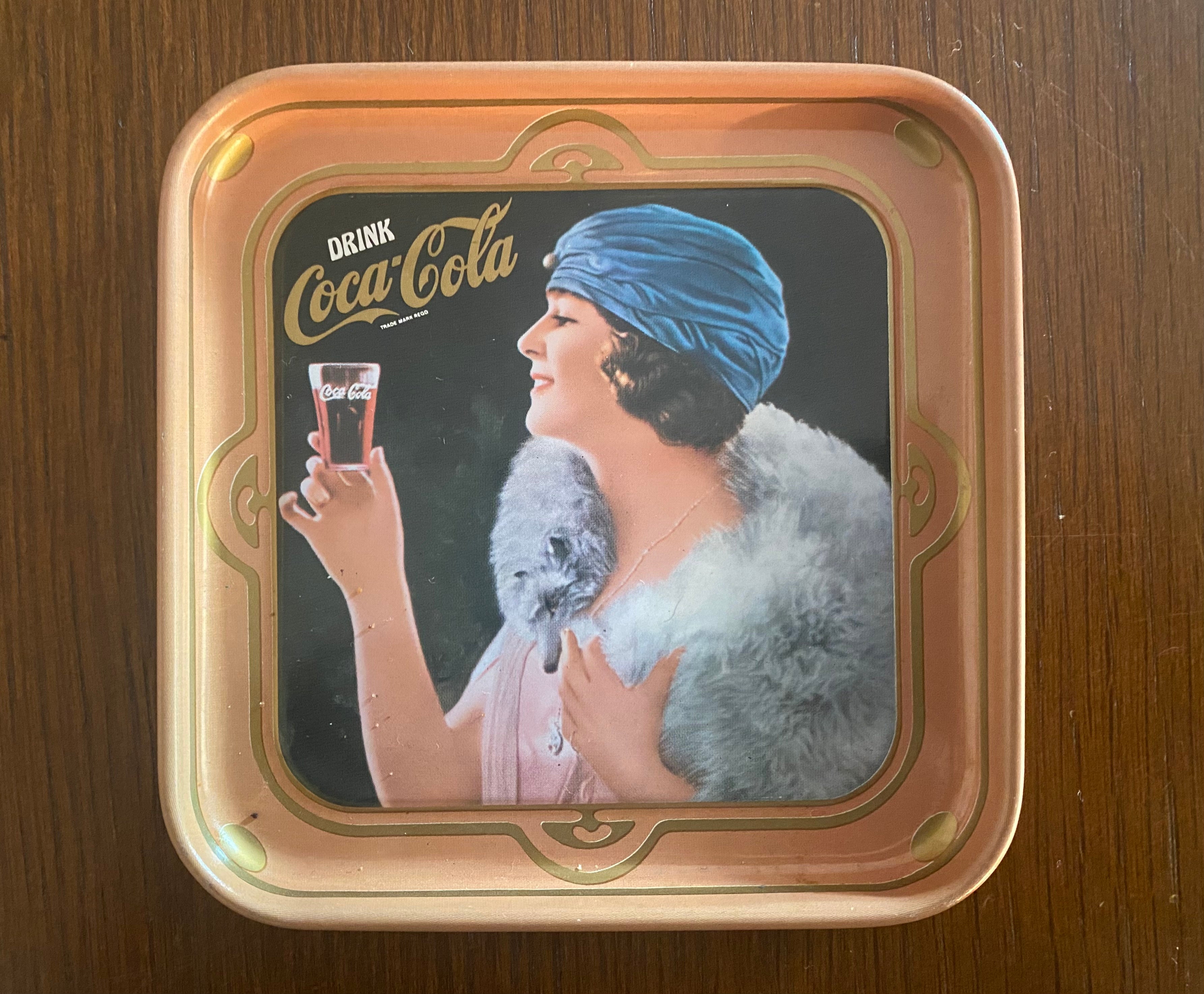 Italy, Vintage 1977, 9 pieces small, advertising metal tip trays of COCA COLA