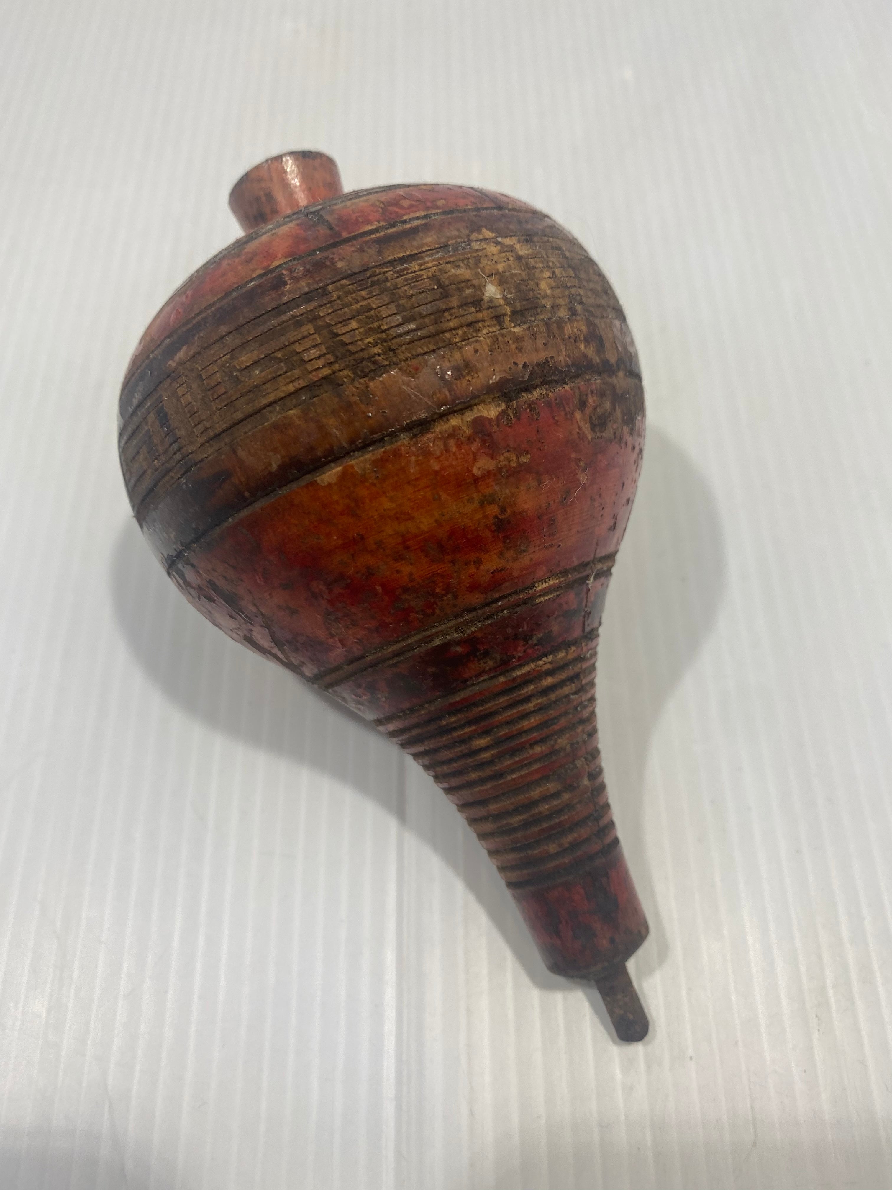 Old mexican spinning top. hand carved and painted. 1930-40s