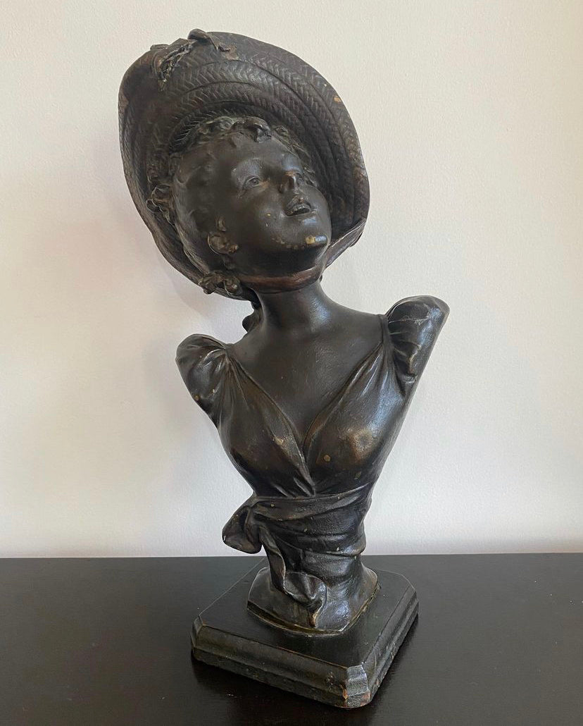 1880 France Art Nouveau female half bust