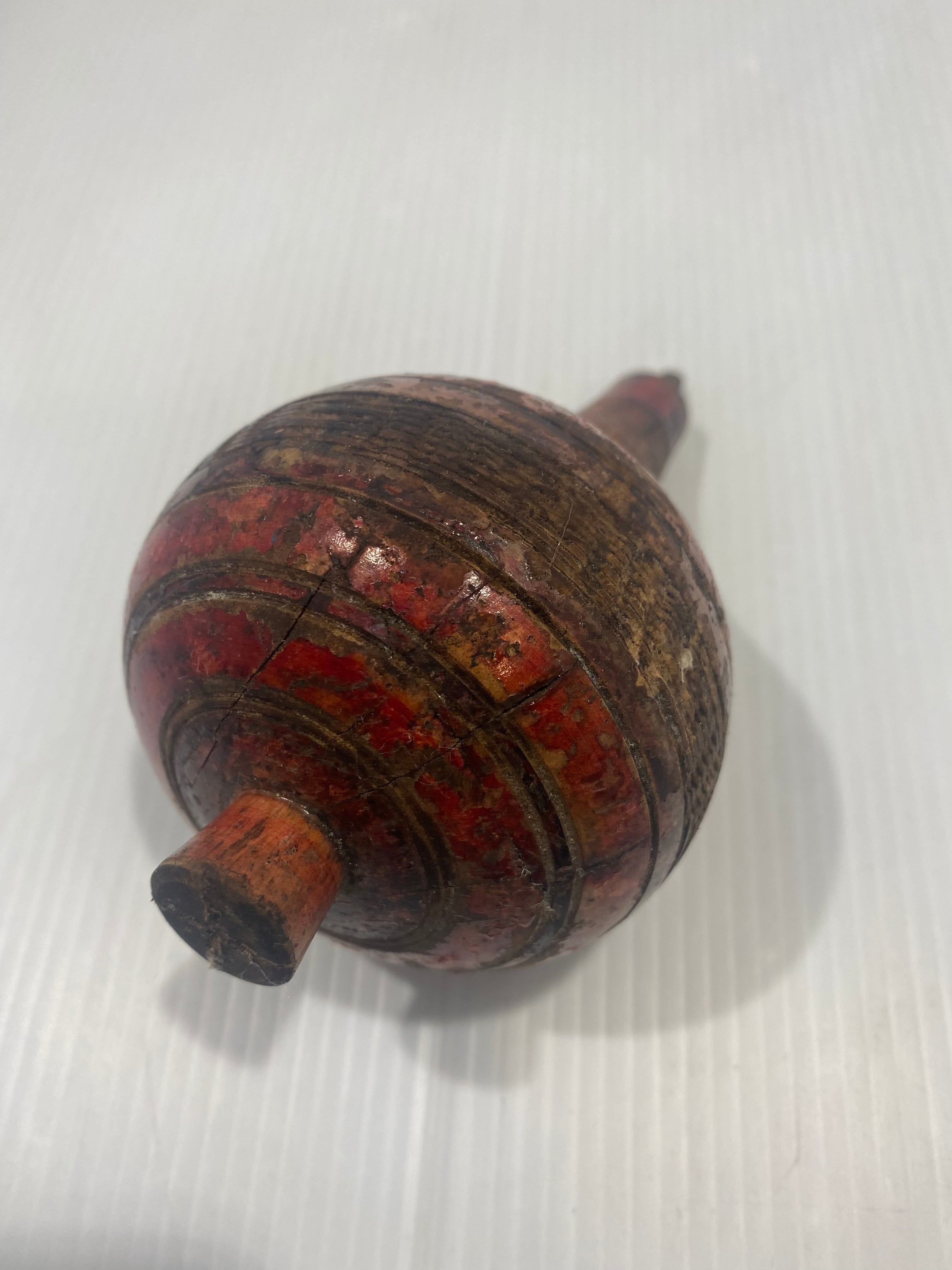 Old mexican spinning top. hand carved and painted. 1930-40s