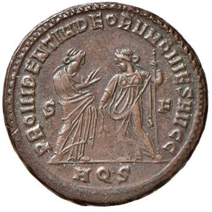 Roman Empire Follis struck in Aquileia 305–306 AD commemorating Maximian's abdication.