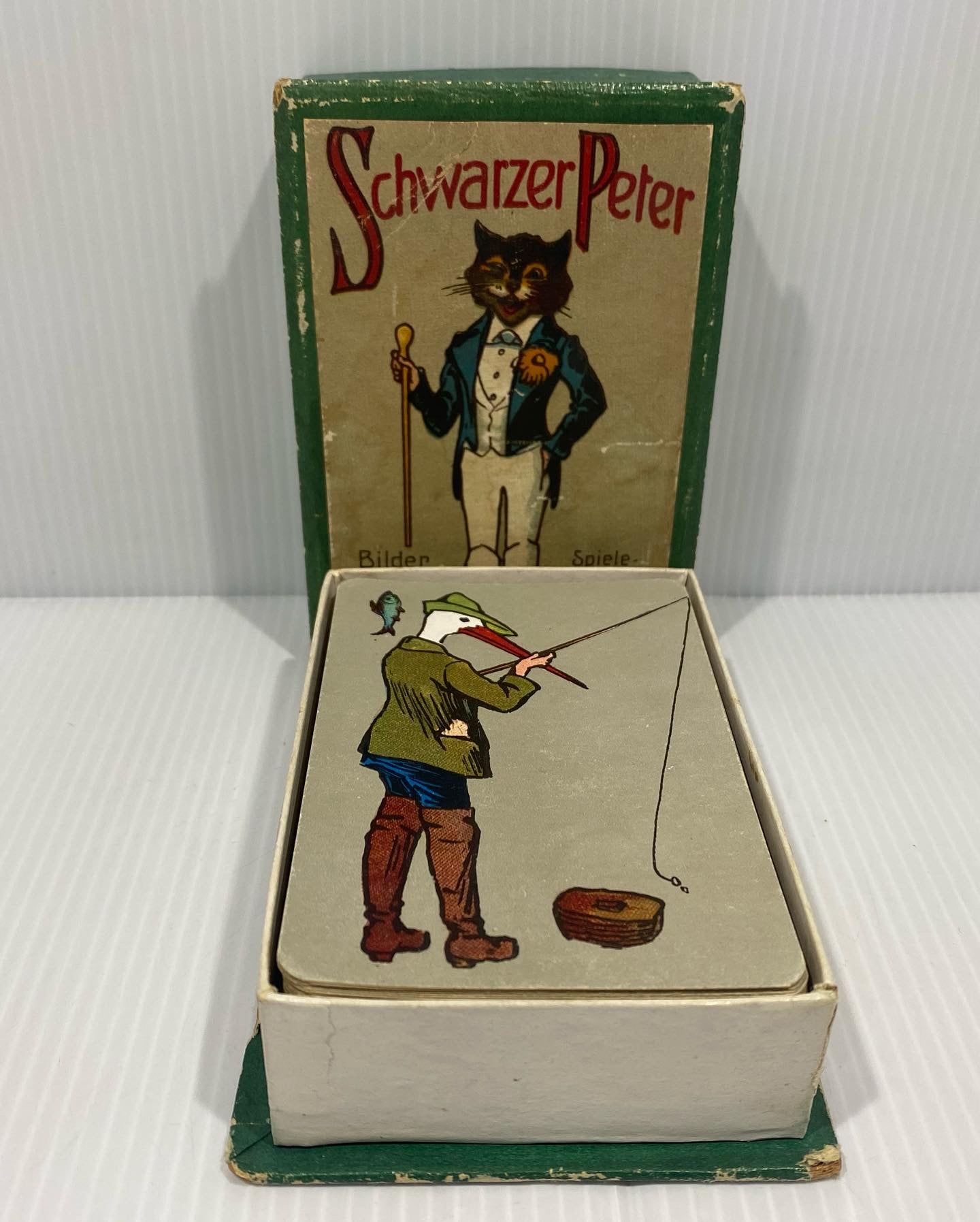 Antique German Playing Cards, Schwarzer Peter playing cards. Forty-five cards and instructions (German language) with original Box.