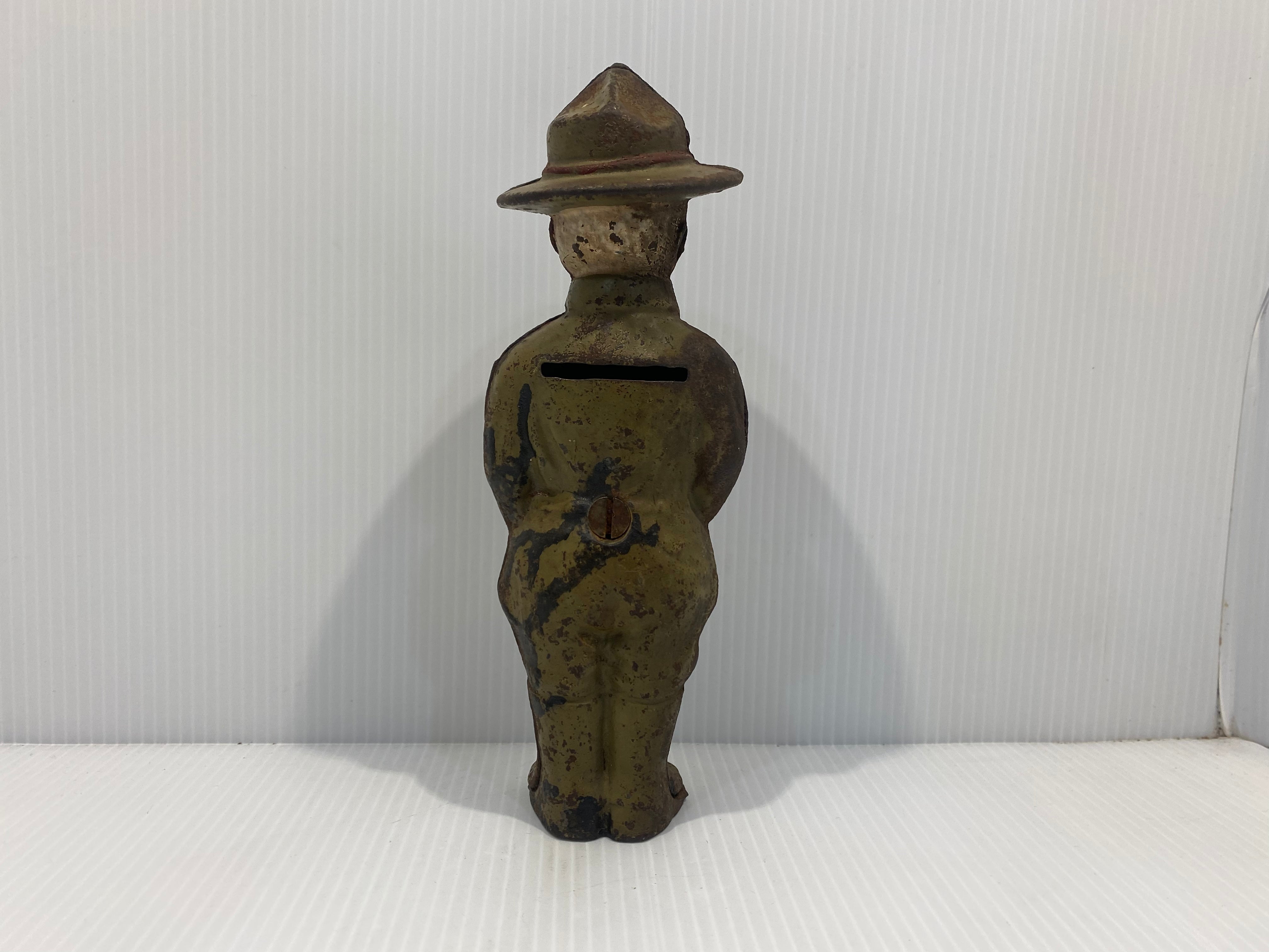 Antique Cast Iron Doughboy Soldier Still Penny Bank