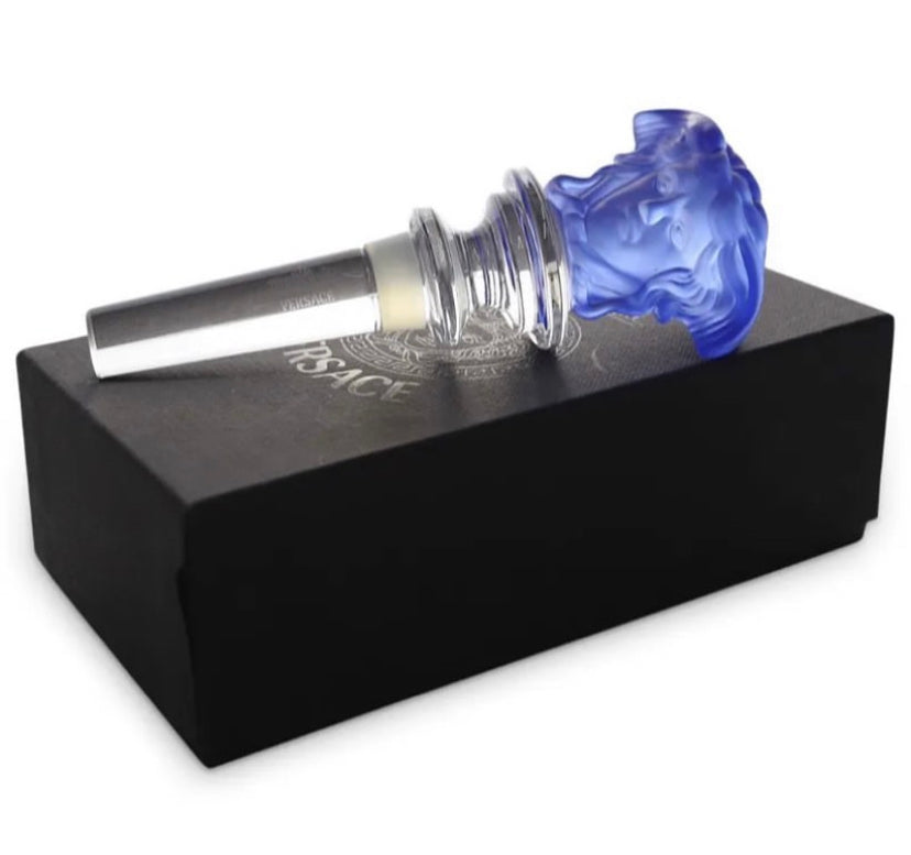 Beautiful, Versace Rosenthal, Medusa Crystal Cobalt Blue, Wine Bottle Stopper.